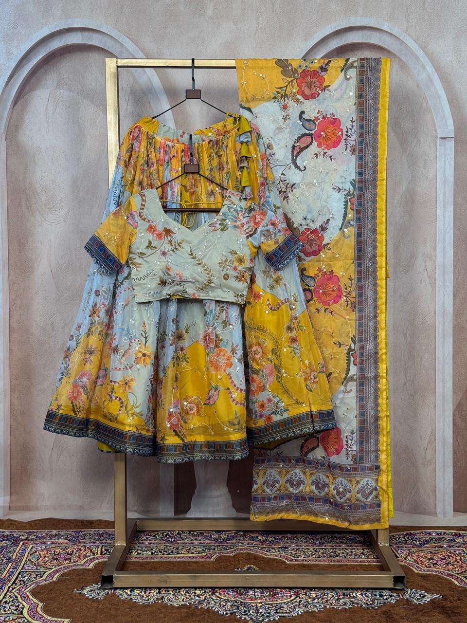 KA 5072 SILK DIGITAL PRINT WITH EMBROIDERY DESIGNER WORK FESTIVE WEAR LEHENGA CHOLI 