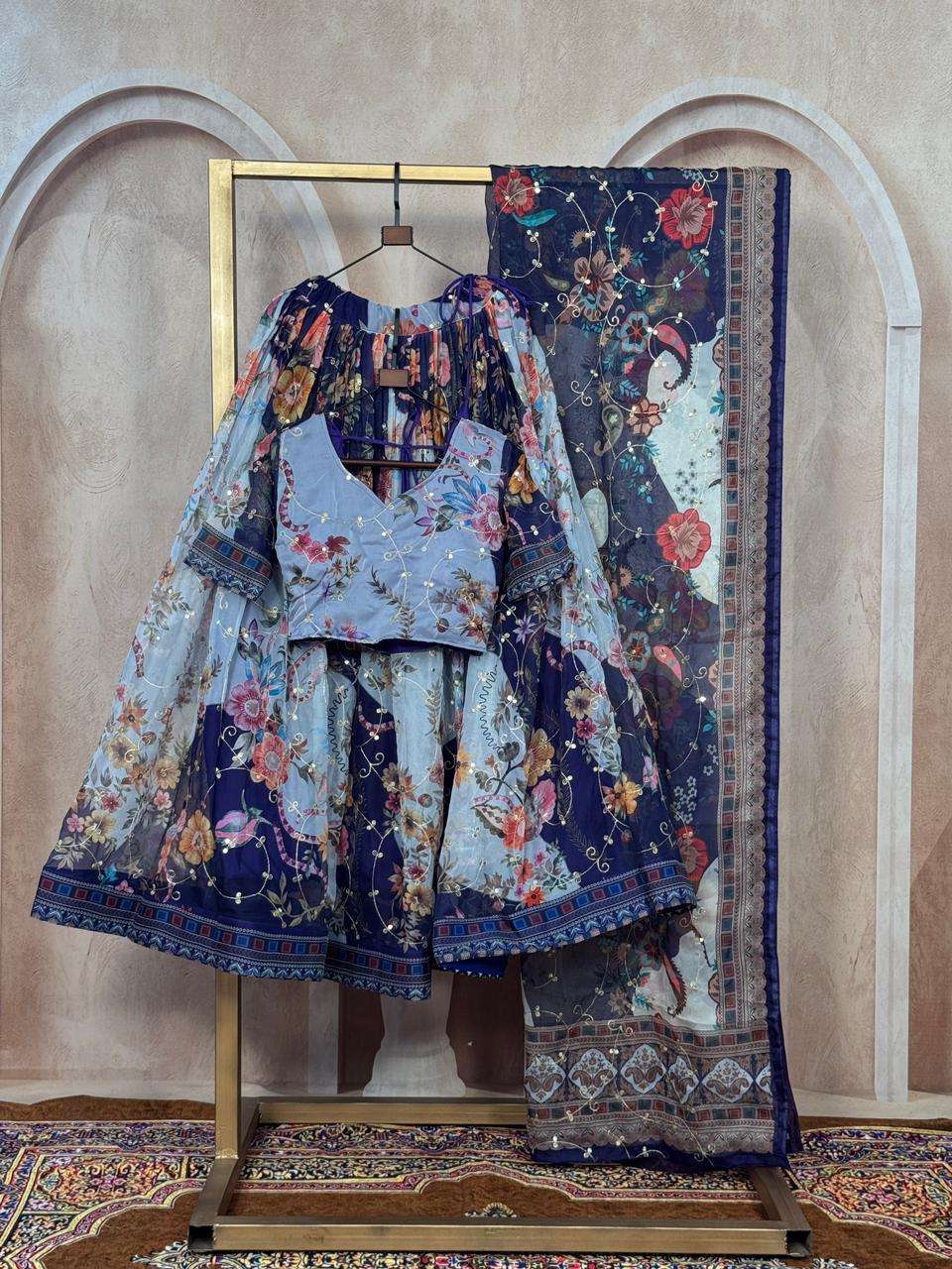 KA 5072 SILK DIGITAL PRINT WITH EMBROIDERY DESIGNER WORK FESTIVE WEAR LEHENGA CHOLI 
