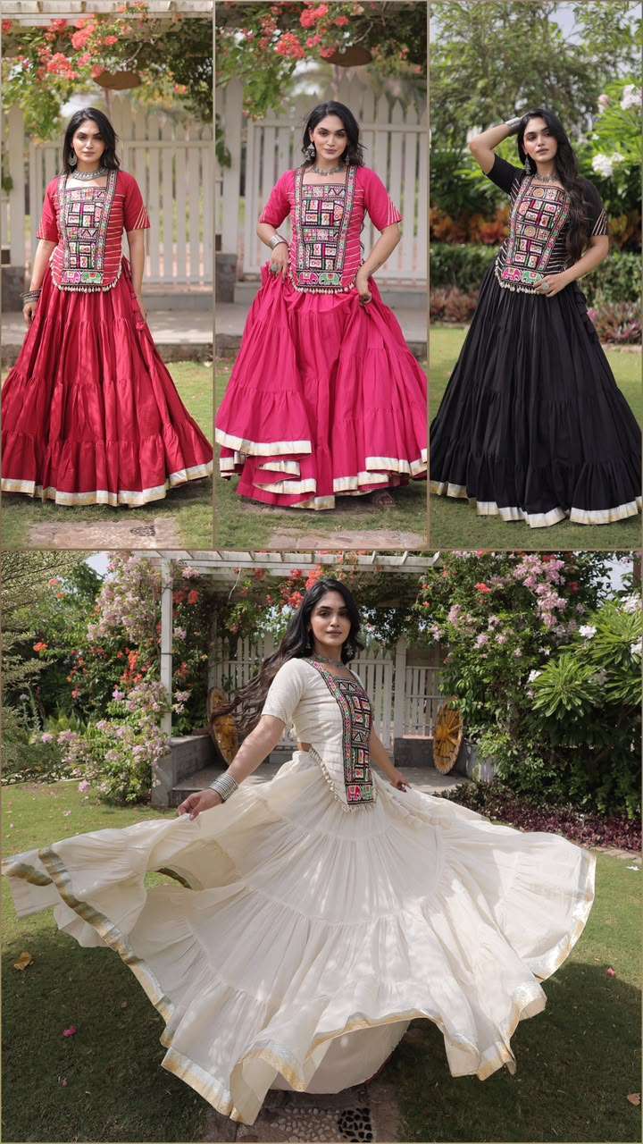 KA 5078 COTTON DESIGNER WORK NAVRATRI WEAR LEHENGA CHOLI COLLECTION