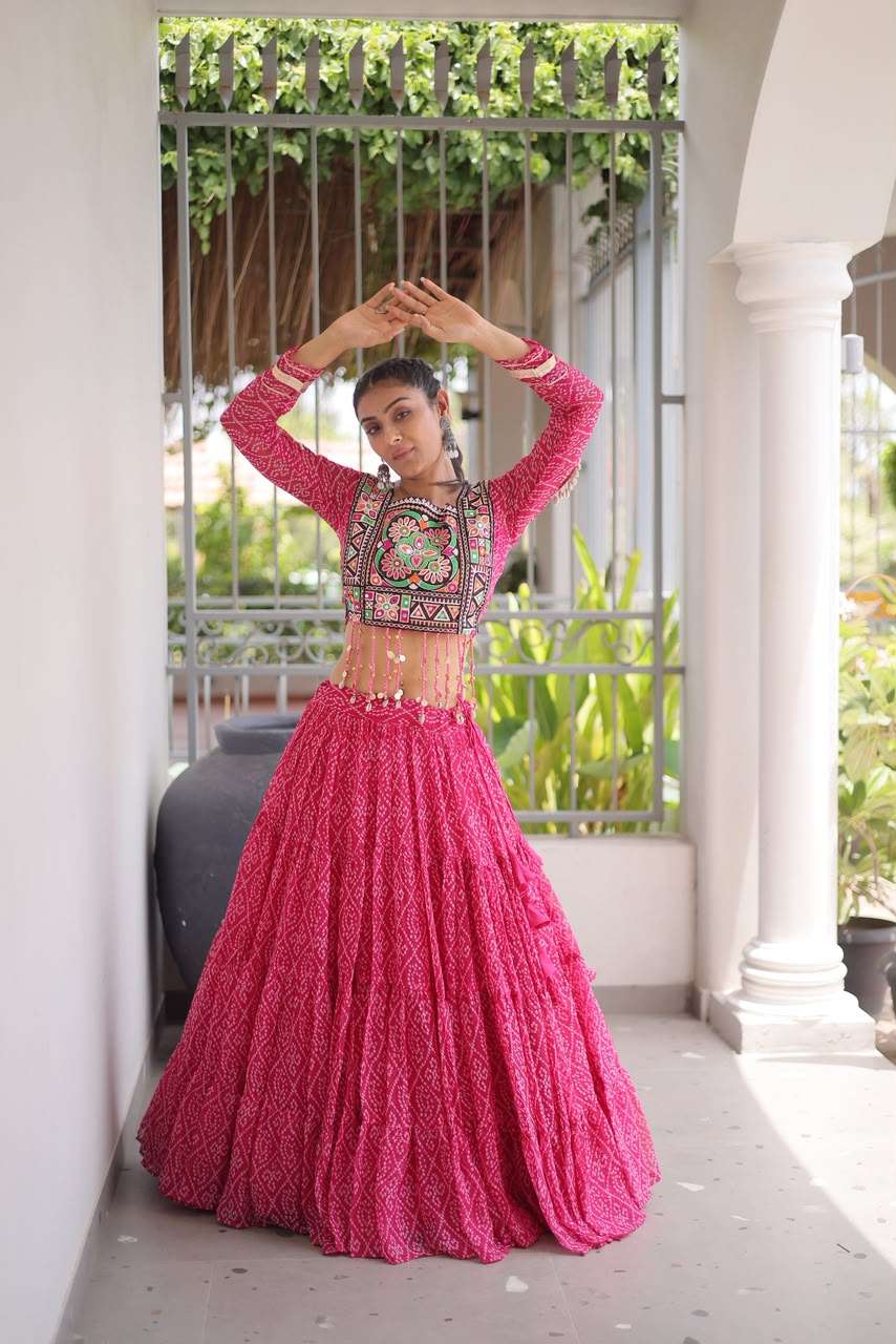 KA 5080 BANDHANI PRINT GEORGETTE NAVRATRI WEAR LEHENGA CHOLI COLLECTION