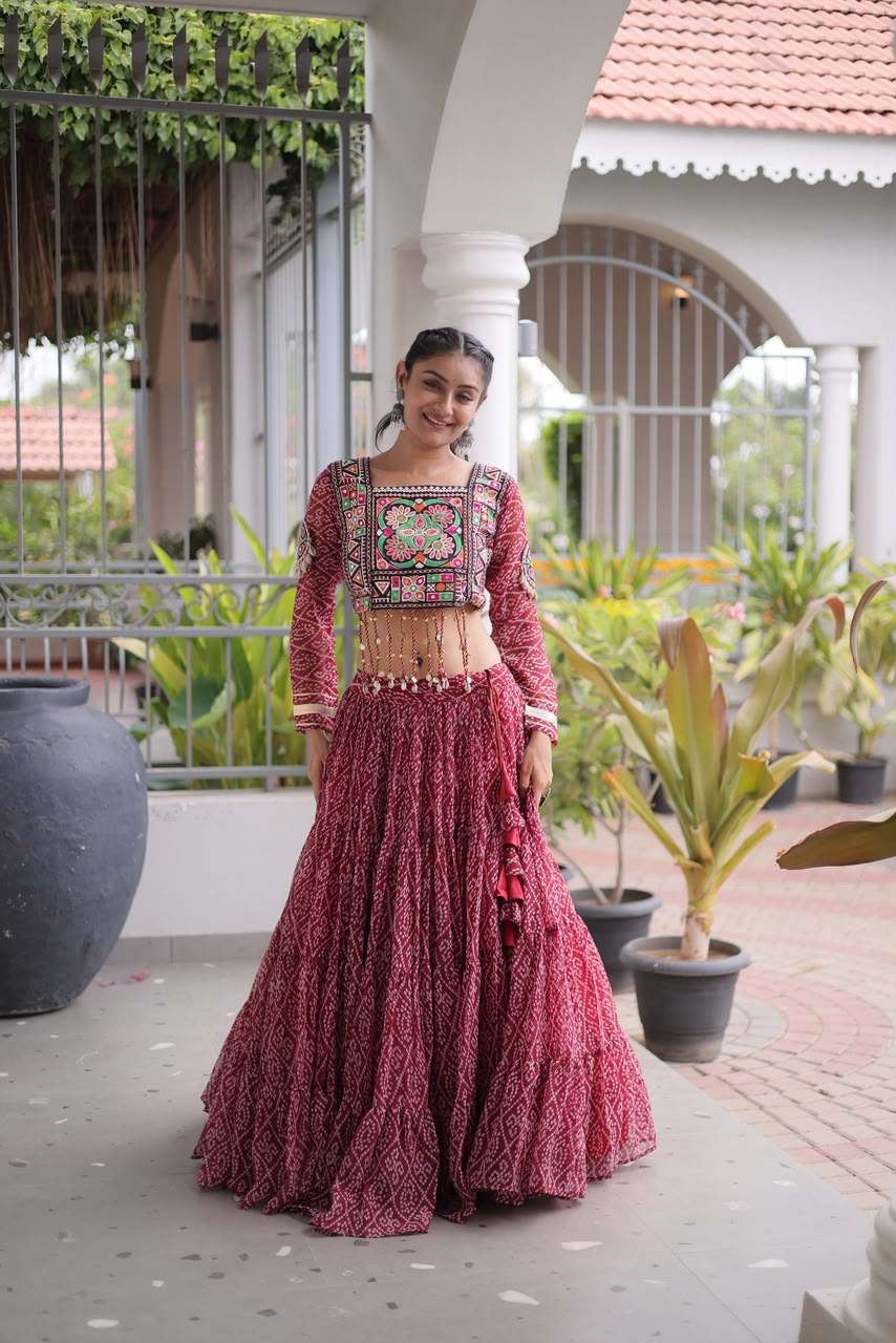 KA 5080 BANDHANI PRINT GEORGETTE NAVRATRI WEAR LEHENGA CHOLI COLLECTION