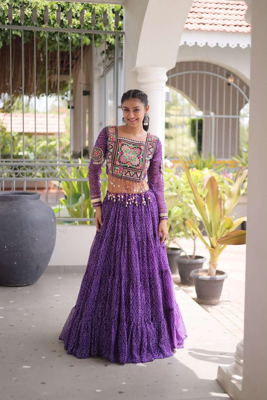 KA 5080 BANDHANI PRINT GEORGETTE NAVRATRI WEAR LEHENGA CHOLI COLLECTION