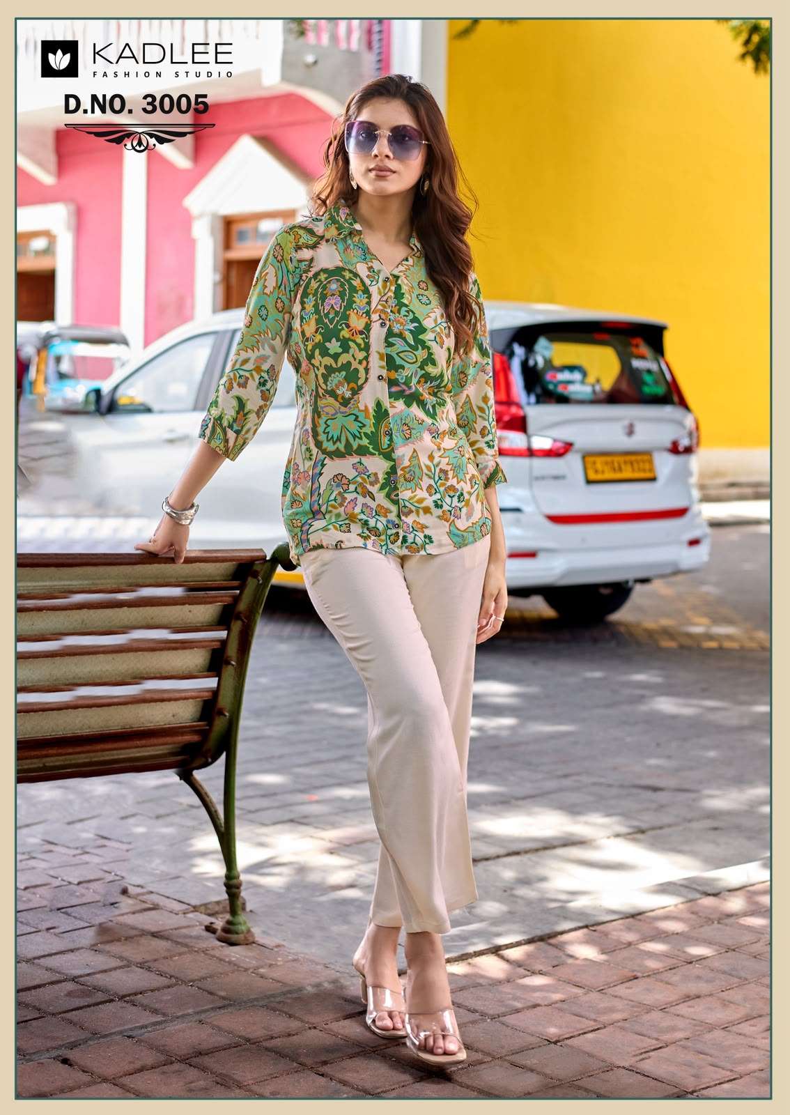 KADLEE FASHION AARU RAYON PRINT FANCY WEAR LADIES TOP WITH PENT PAIR