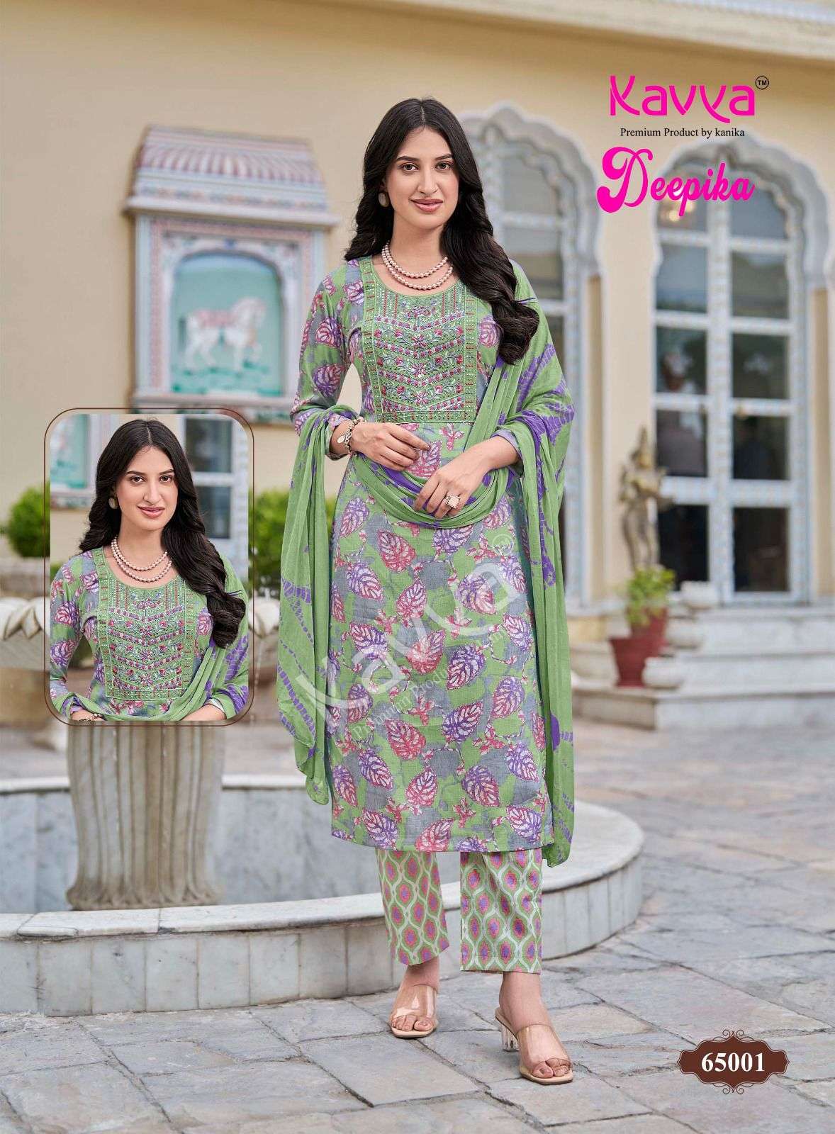  KAVYA DEEPIKA VOL 65 CAPSULE FOIL PRINT FANCY LADIES KURTI BOTTOM AND DUPATTA SET 