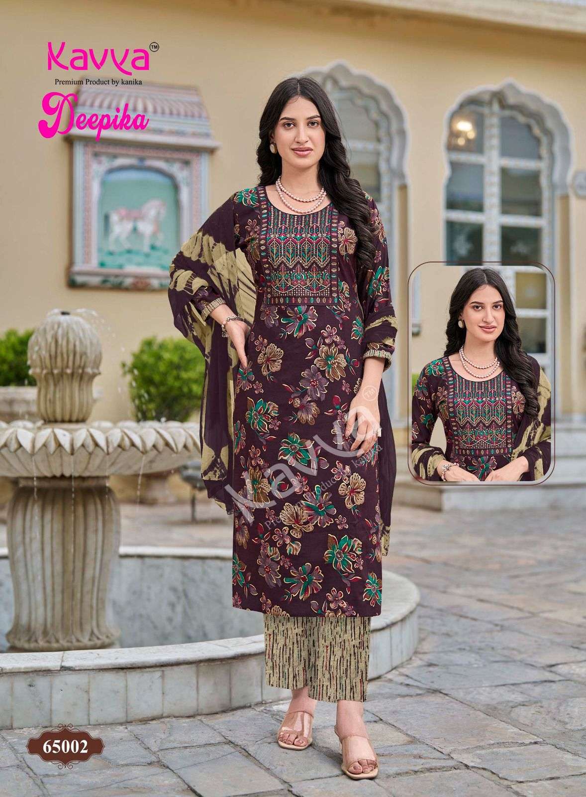  KAVYA DEEPIKA VOL 65 CAPSULE FOIL PRINT FANCY LADIES KURTI BOTTOM AND DUPATTA SET 