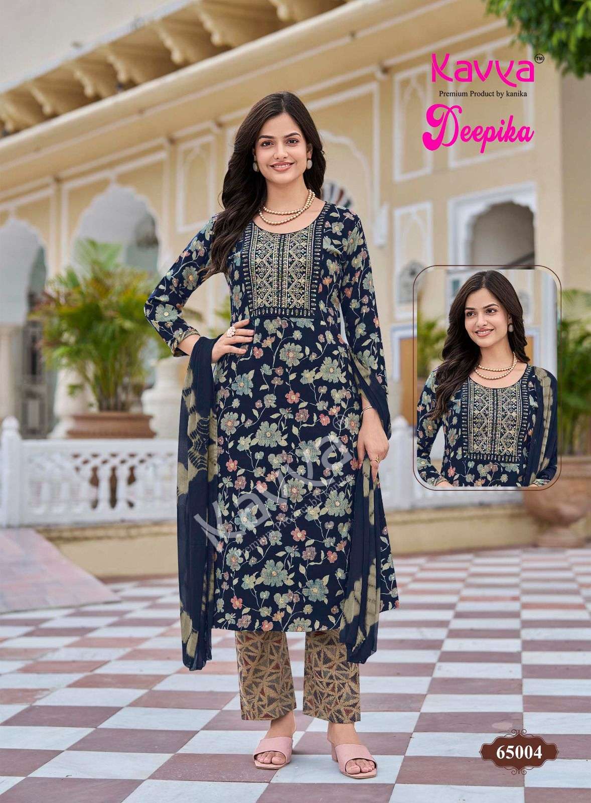  KAVYA DEEPIKA VOL 65 CAPSULE FOIL PRINT FANCY LADIES KURTI BOTTOM AND DUPATTA SET 