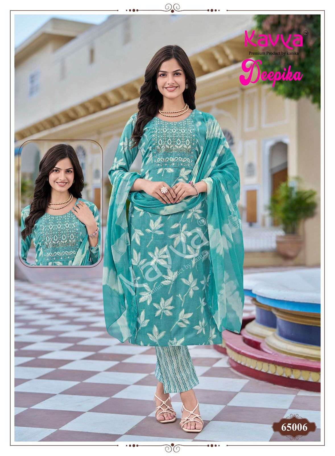  KAVYA DEEPIKA VOL 65 CAPSULE FOIL PRINT FANCY LADIES KURTI BOTTOM AND DUPATTA SET 