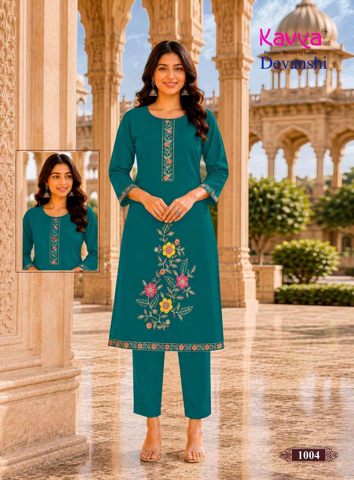  KAVYA DEVANSHI VOL 1 COTTON FANCY WORK LADIES KURTI BOTTOM PAIR 