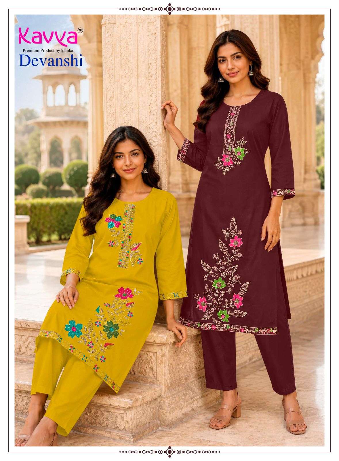  KAVYA DEVANSHI VOL 1 COTTON FANCY WORK LADIES KURTI BOTTOM PAIR 