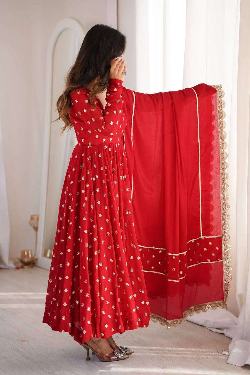 KD 1630 SILK PREETY LOOK DESIGNER LADIES ETHNIC WEAR ANARKALI GOWN STYLE SUIT