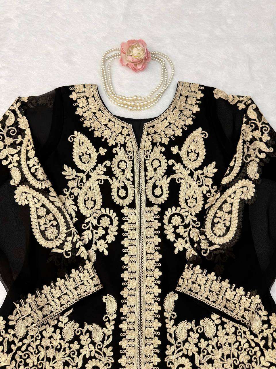 KD 1631 GEORGETTE HEAVY DESIGNER PARTY WEAR LADIES TOP PLAZZO AND DUPATTA SET 