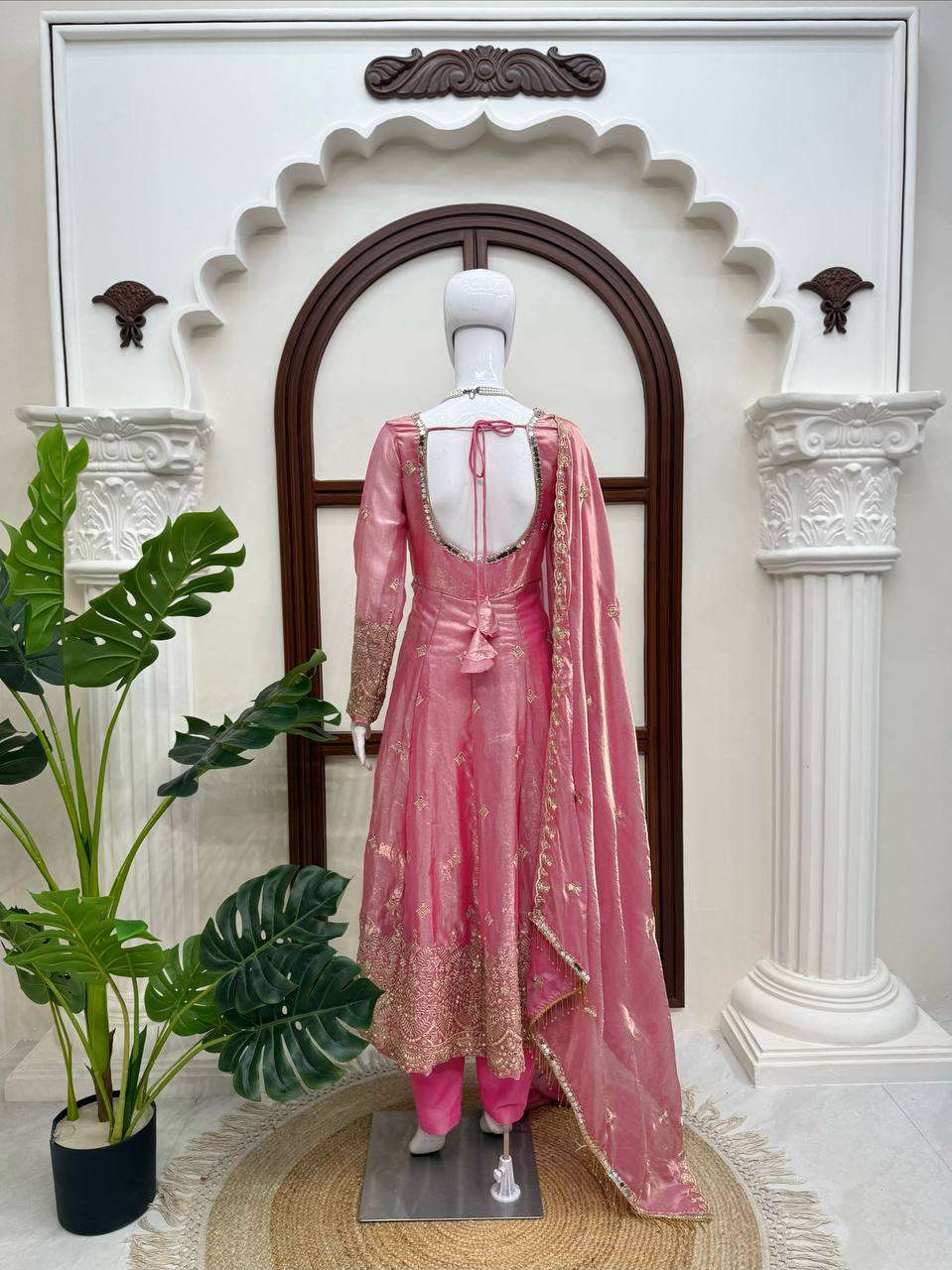 KD 1633 SILK DESIGNER WORK WEDDING WEAR LONG GOWN WITH PENT AND DUPATTA SET 