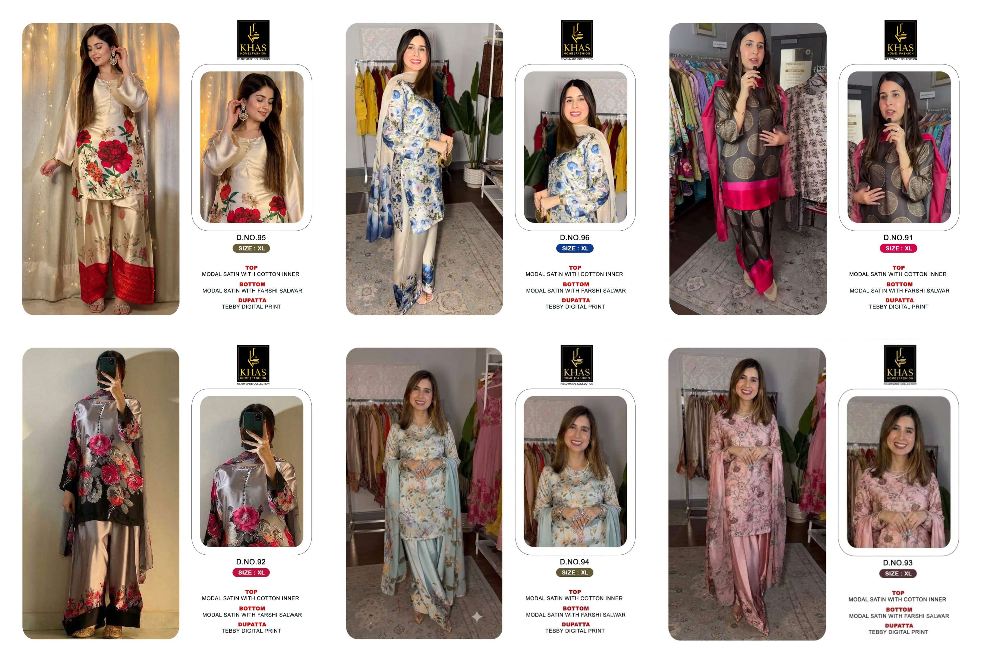 KHAS FASHION D NO 96  MODAL SATIN DESIGNER WORK READY MADE PAKISTANI SUIT
