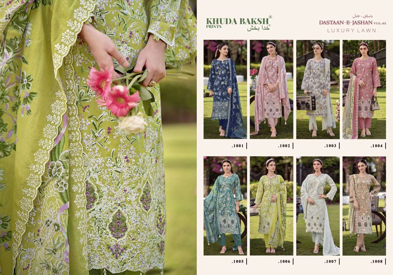 KHUDHA BAKSH PRINTS DASTAAN E JASHAN VOL 3 LAWN COTTON DIGITAL PRINT WITH FANCY KASHMIRI WORK SUIT