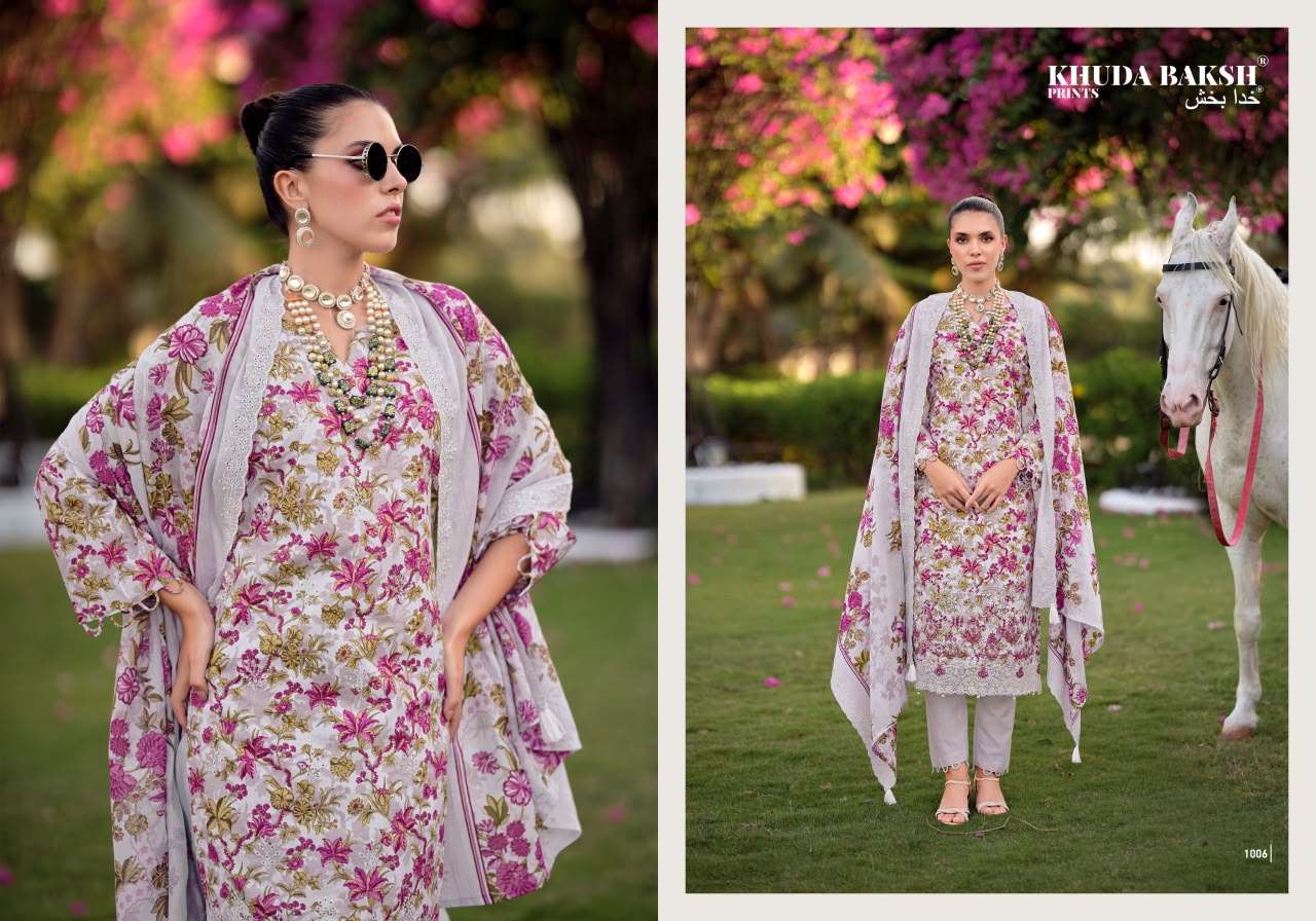KHUDHA BAKSH PRINTS HANIYA HIBA VOL 1 LAWN COTTON DIGITAL PRINT WITH FANCY WORK SUIT