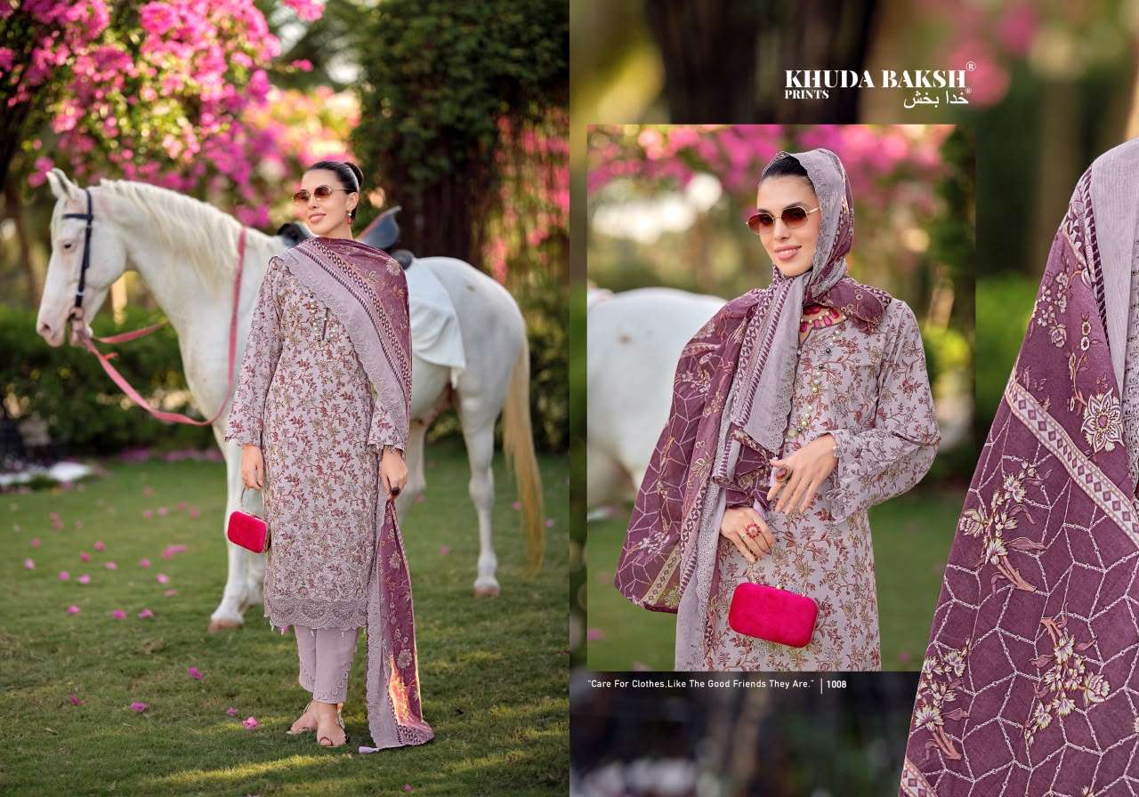 KHUDHA BAKSH PRINTS HANIYA HIBA VOL 1 LAWN COTTON DIGITAL PRINT WITH FANCY WORK SUIT