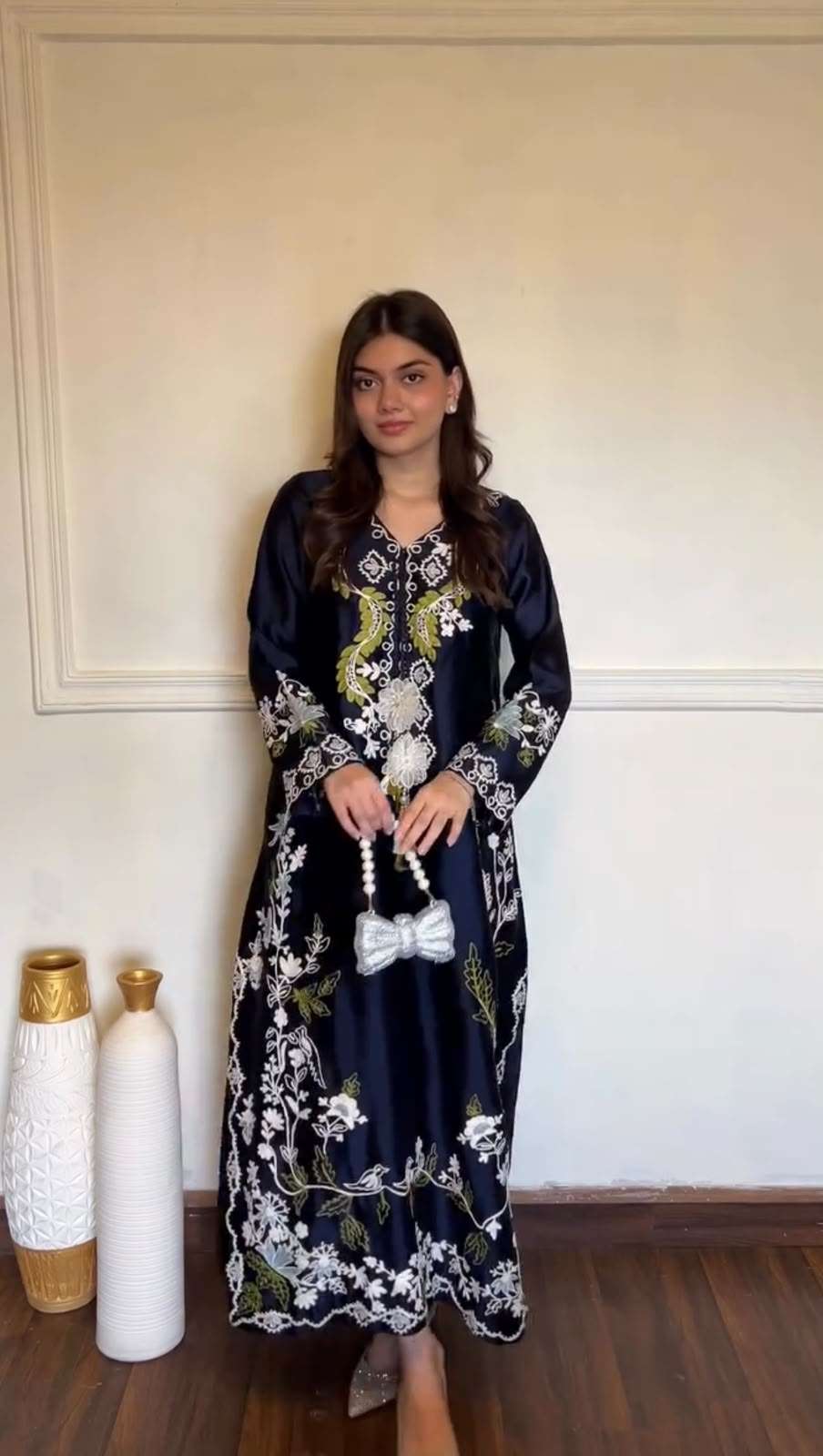 LADY LOOK 048 SATIN WITH BEAUTIFUL DESIGNER LOOK PARTY WEAR LADIES PAKISTANI STYLE SUIT