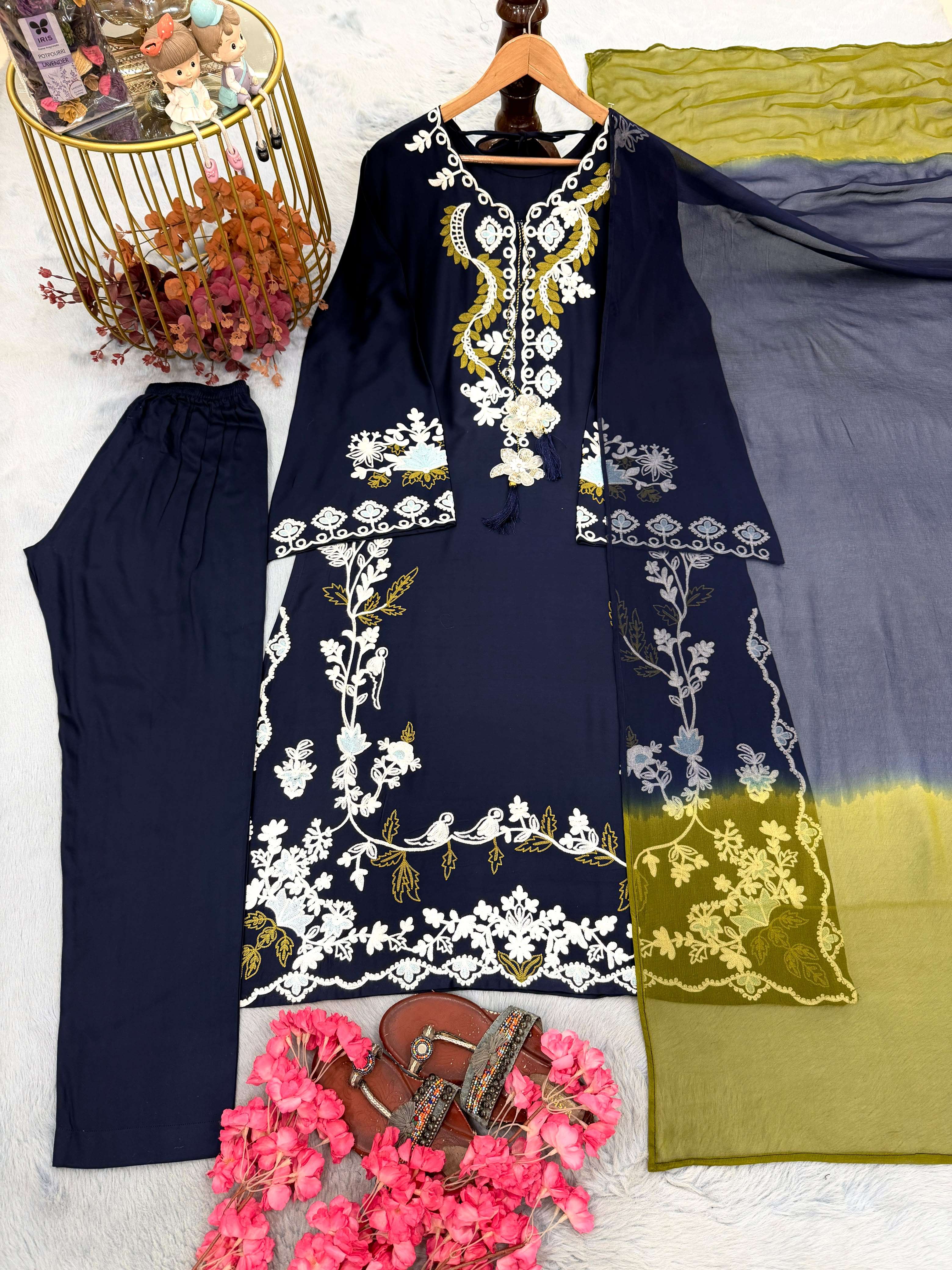 LADY LOOK 048 SATIN WITH BEAUTIFUL DESIGNER LOOK PARTY WEAR LADIES PAKISTANI STYLE SUIT