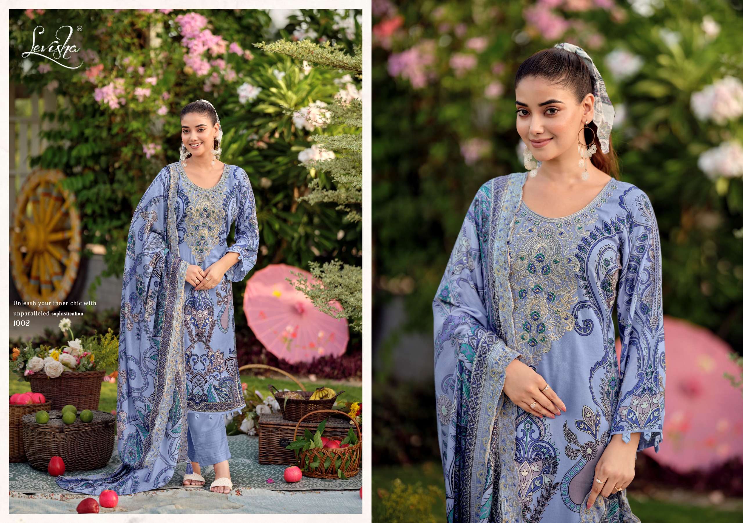 LEVISHA NEEDAL WONDER NX VOL 3 VISCOSE DIGITAL PRINT WITH FANCY WORK SUIT
