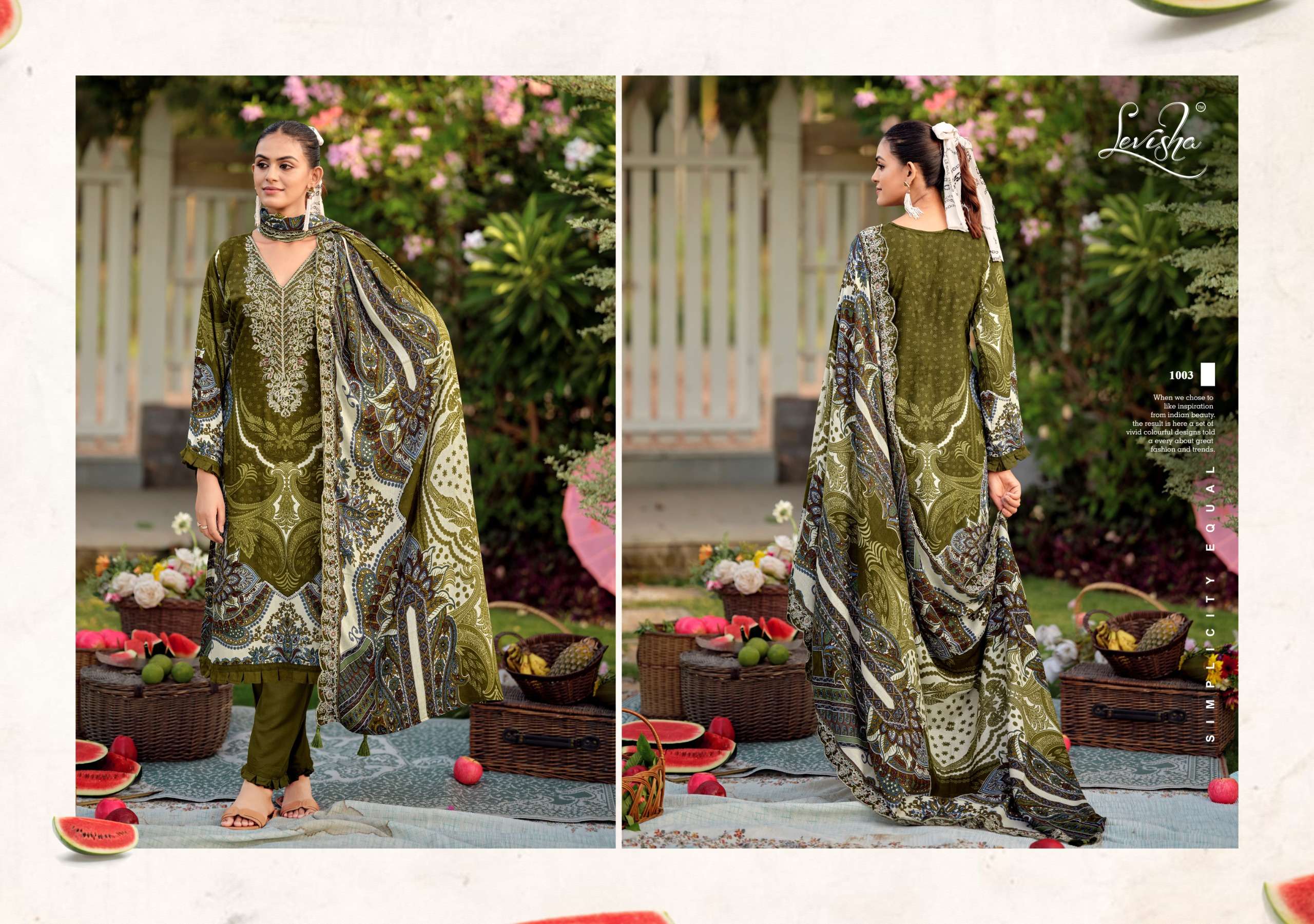 LEVISHA NEEDAL WONDER NX VOL 3 VISCOSE DIGITAL PRINT WITH FANCY WORK SUIT