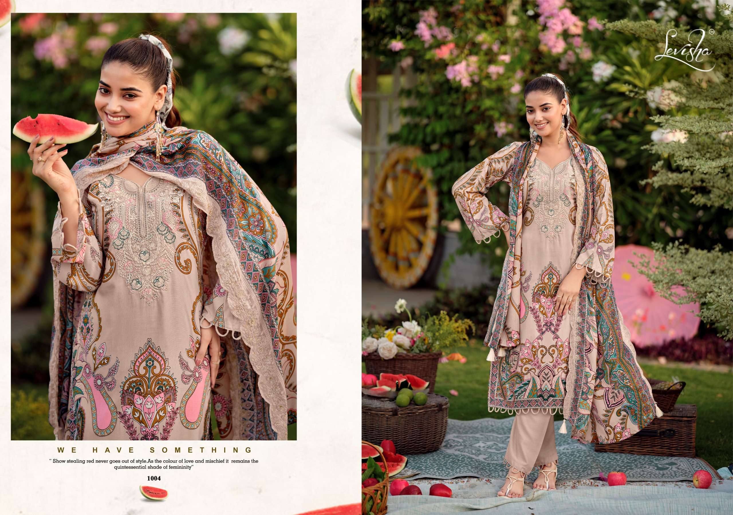 LEVISHA NEEDAL WONDER NX VOL 3 VISCOSE DIGITAL PRINT WITH FANCY WORK SUIT