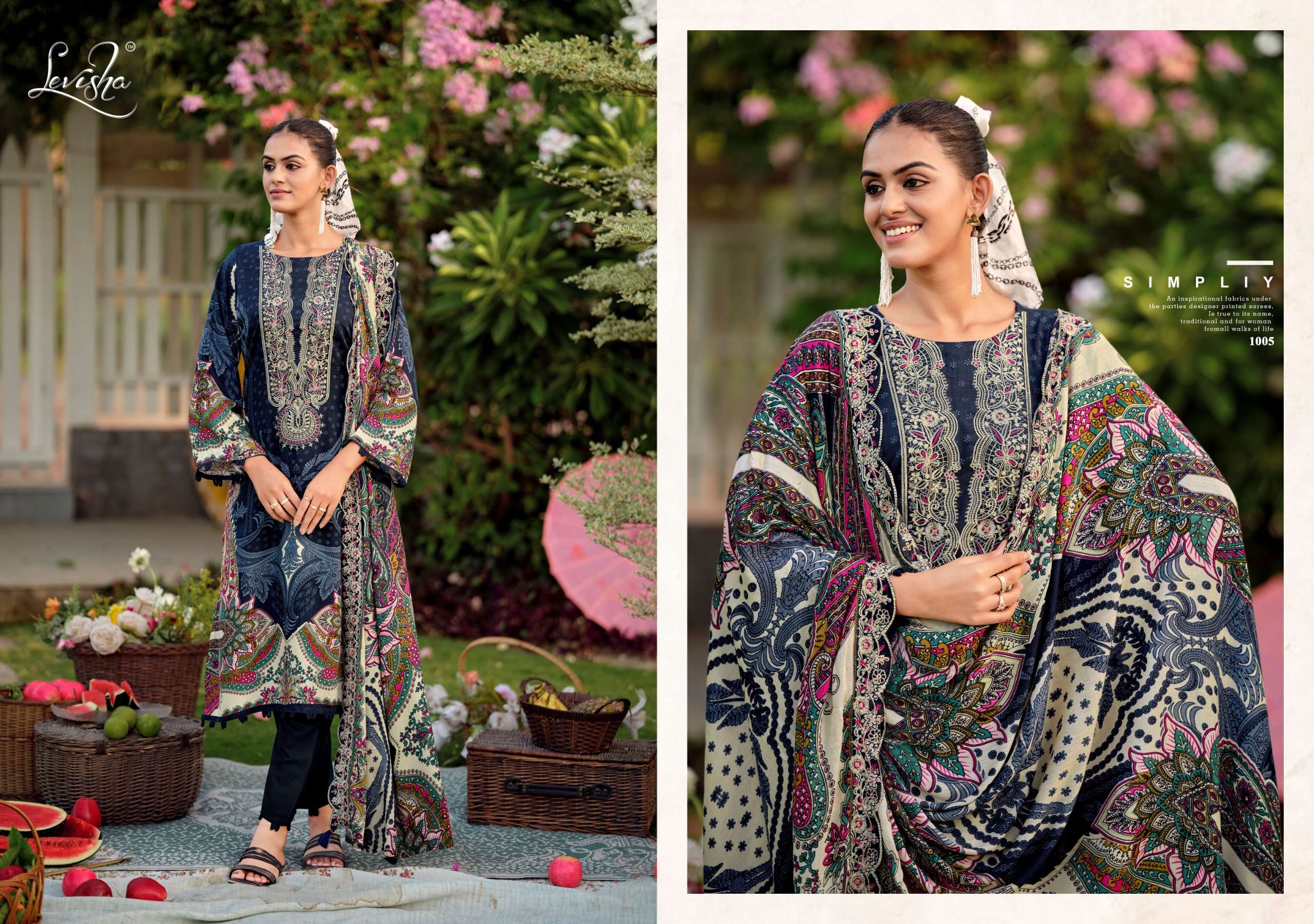 LEVISHA NEEDAL WONDER NX VOL 3 VISCOSE DIGITAL PRINT WITH FANCY WORK SUIT
