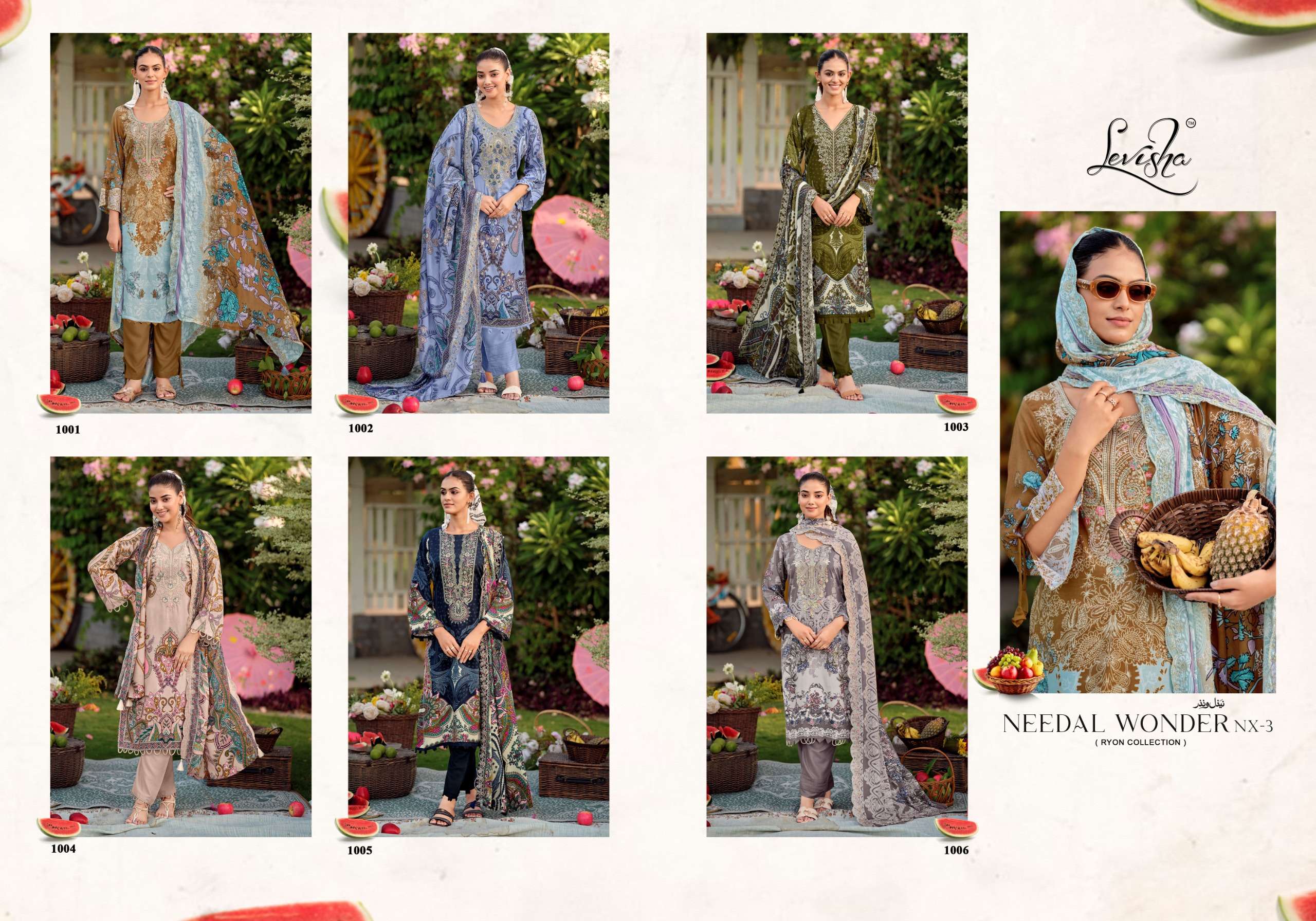 LEVISHA NEEDAL WONDER NX VOL 3 VISCOSE DIGITAL PRINT WITH FANCY WORK SUIT