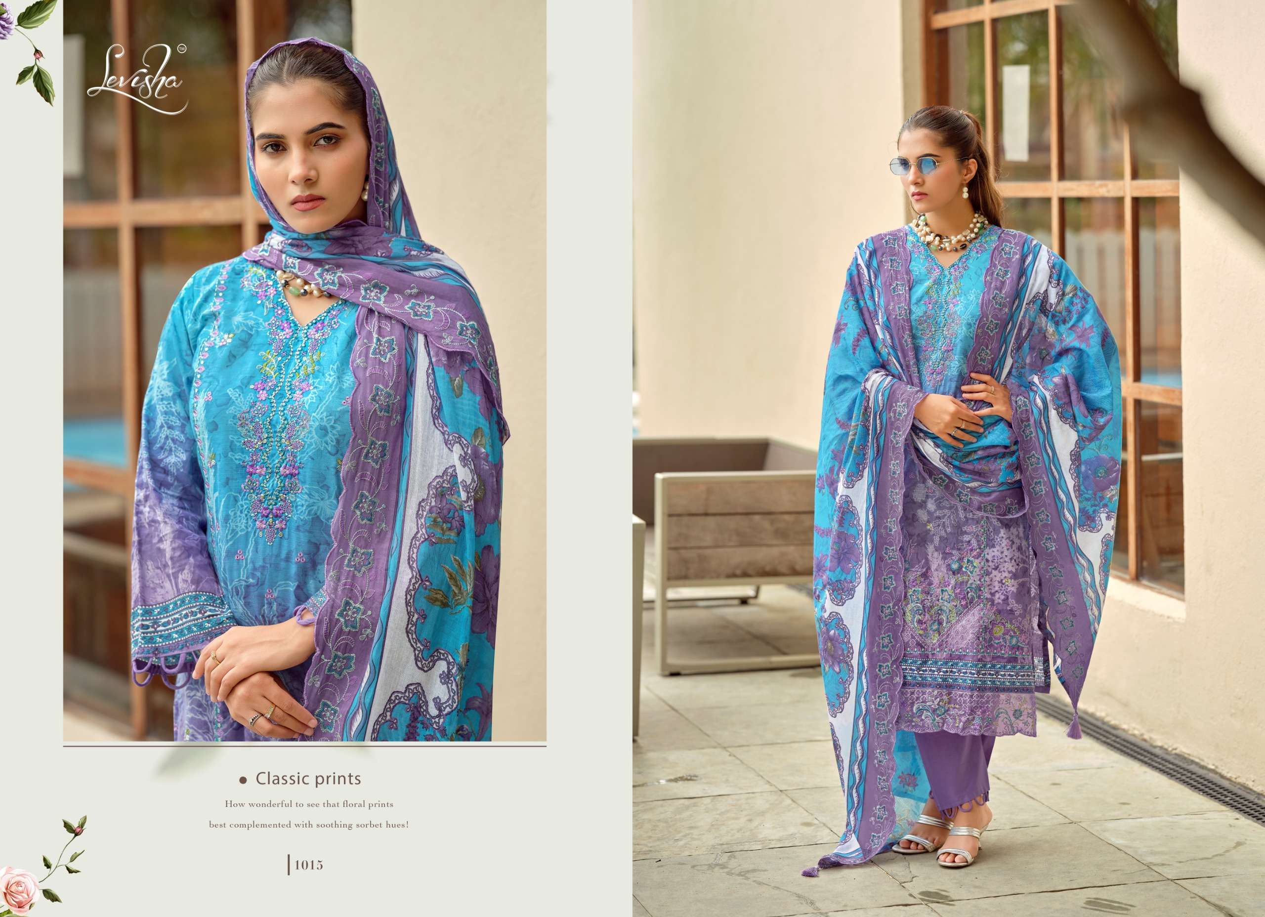 LEVISHA ZARA SHAHJAHAN LAWN COTTON DIGITAL PRINT WITH EMBROIDERY DESIGNER WORK SUIT