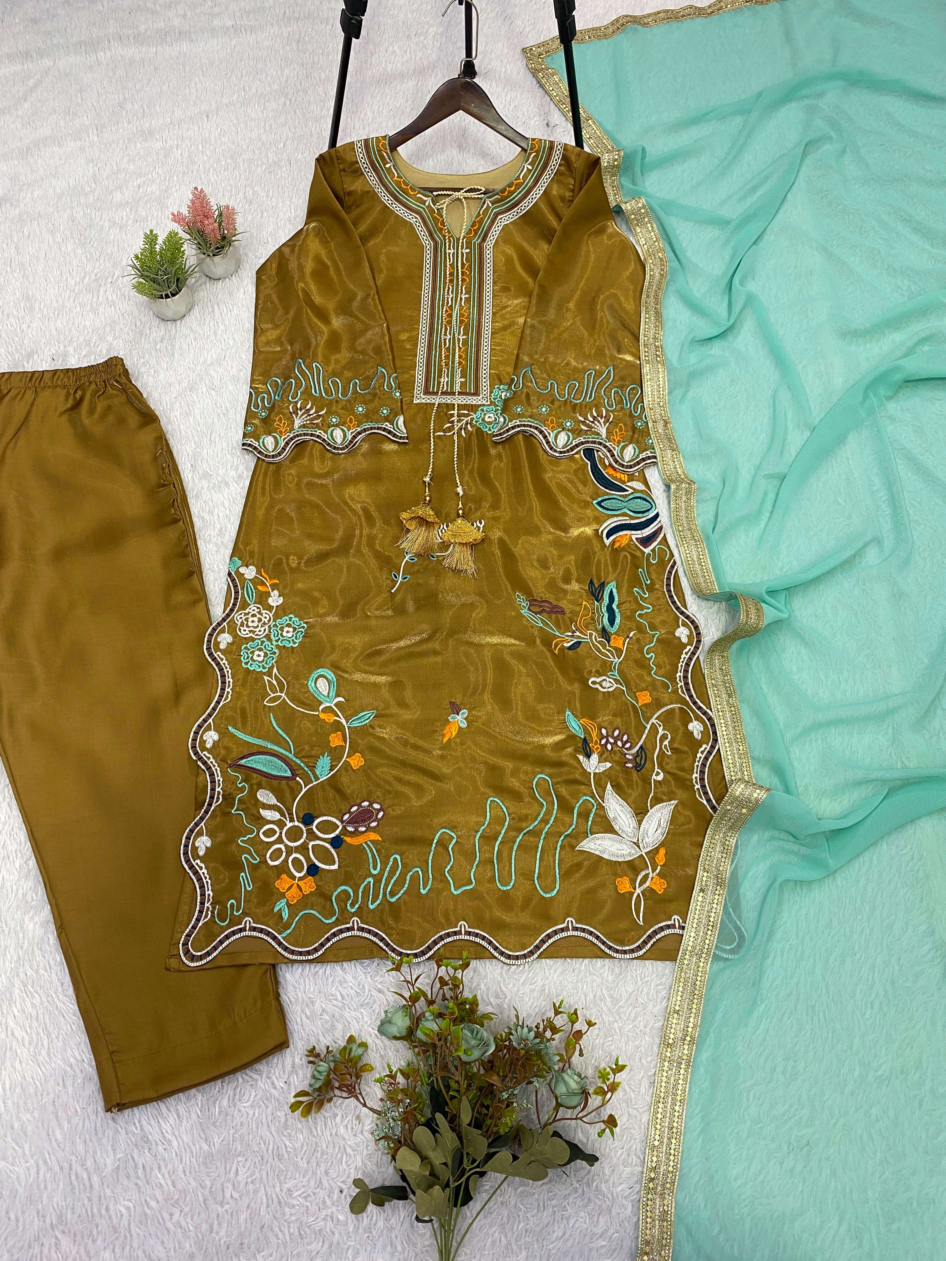 LG 2120 SILK EMBROIDERY DESIGNER WORK WEDDING FUNCTION WEAR SUIT