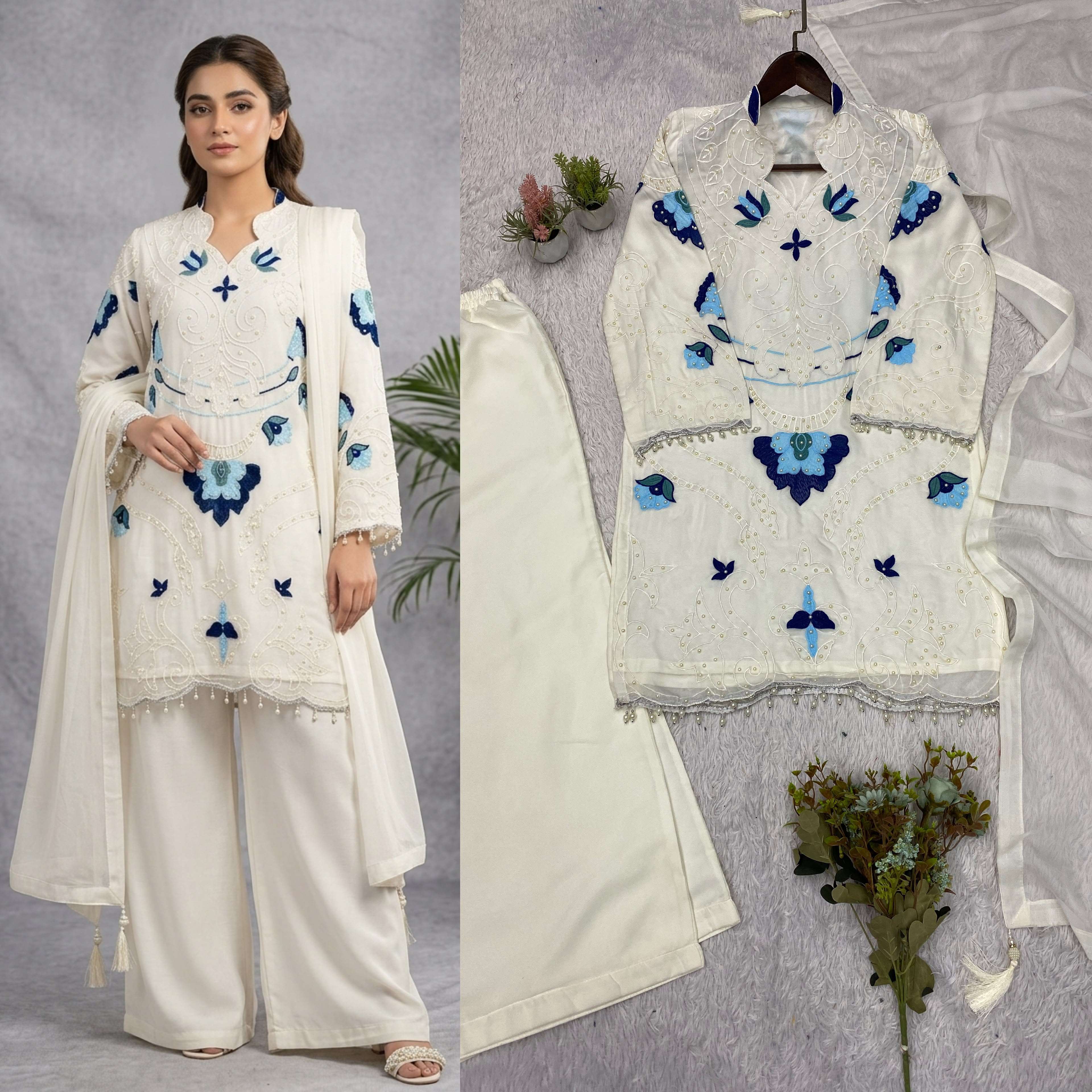 LG 2121 ORGANZA BEAUTIFUL EMBROIDERED FUNCTION WEAR SUIT