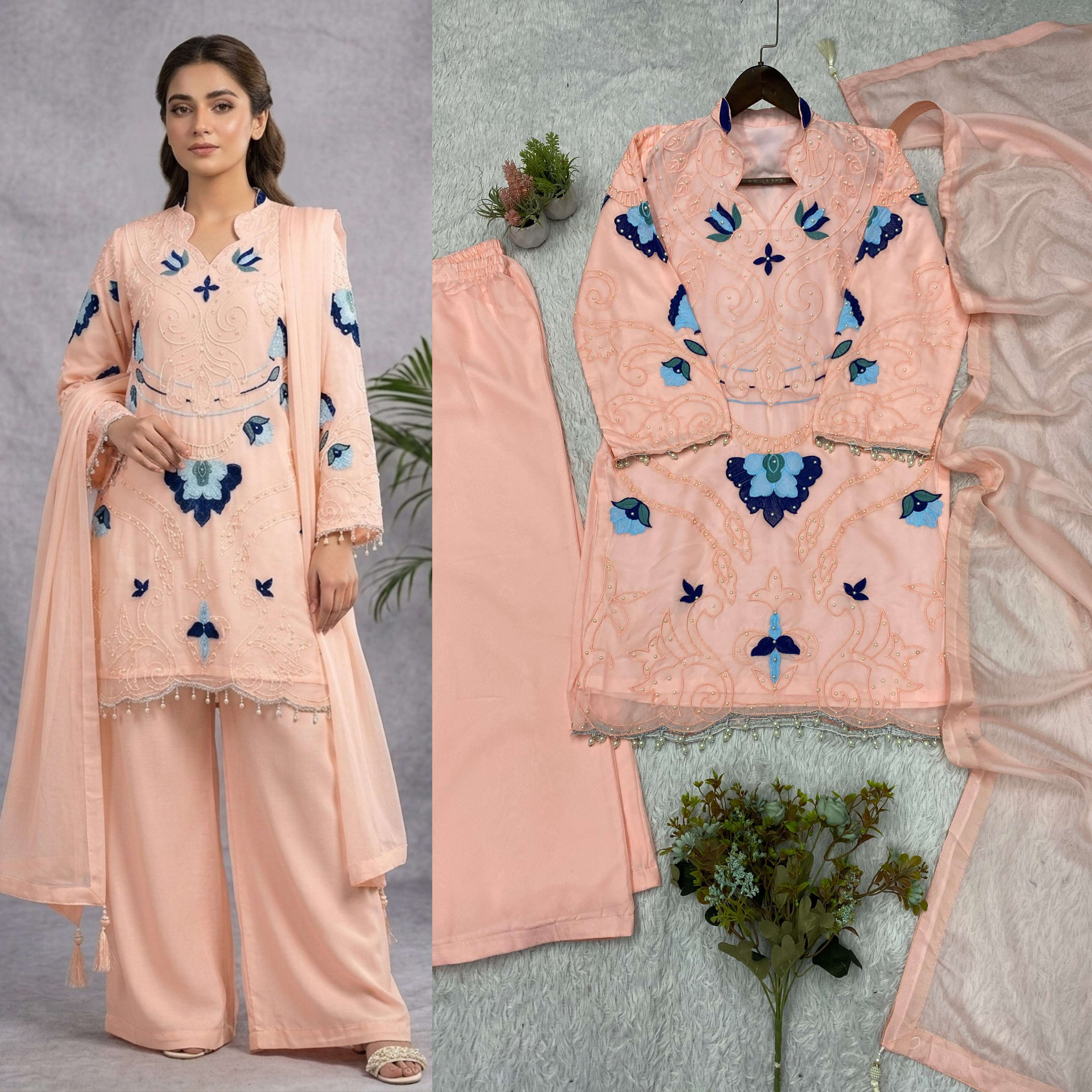 LG 2121 ORGANZA BEAUTIFUL EMBROIDERED FUNCTION WEAR SUIT