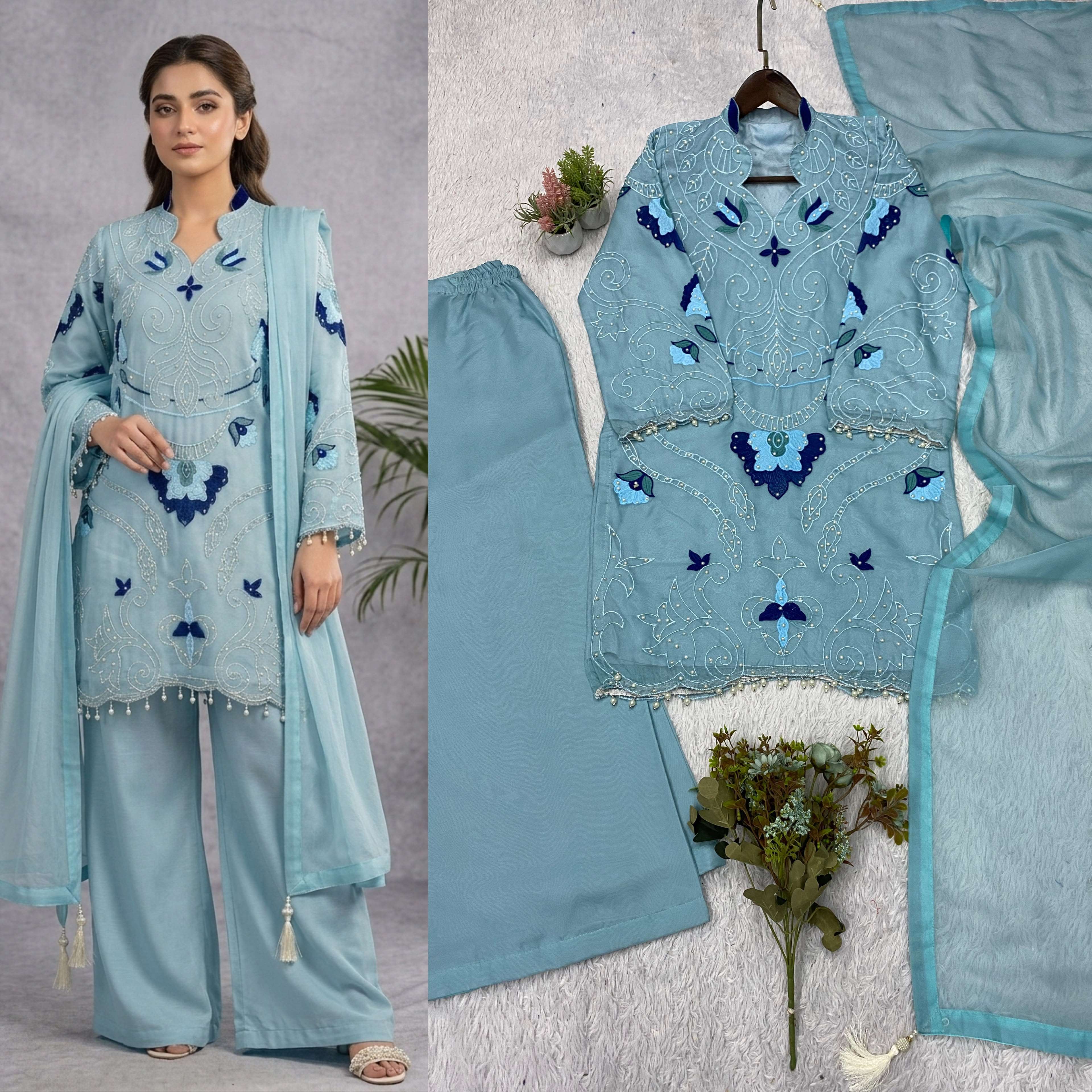 LG 2121 ORGANZA BEAUTIFUL EMBROIDERED FUNCTION WEAR SUIT