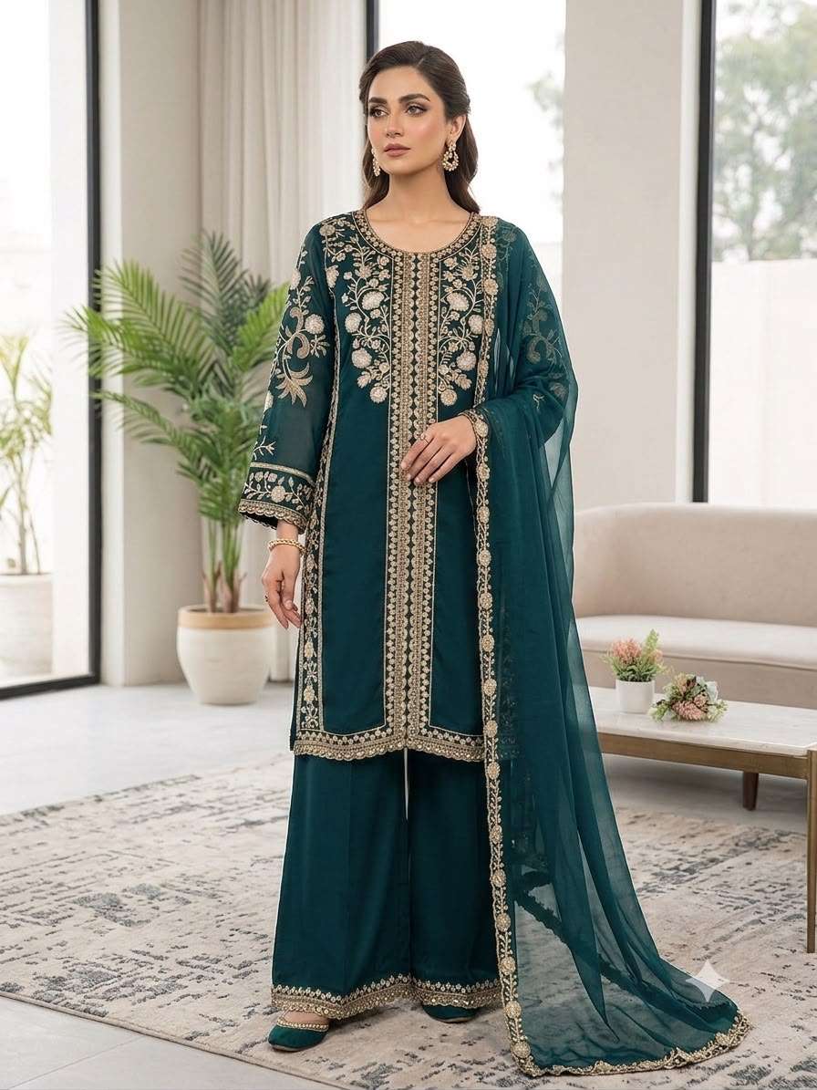 LG 2122 SILK DESIGNER WORKED TOP PLAZZO WITH DUPATTA SET
