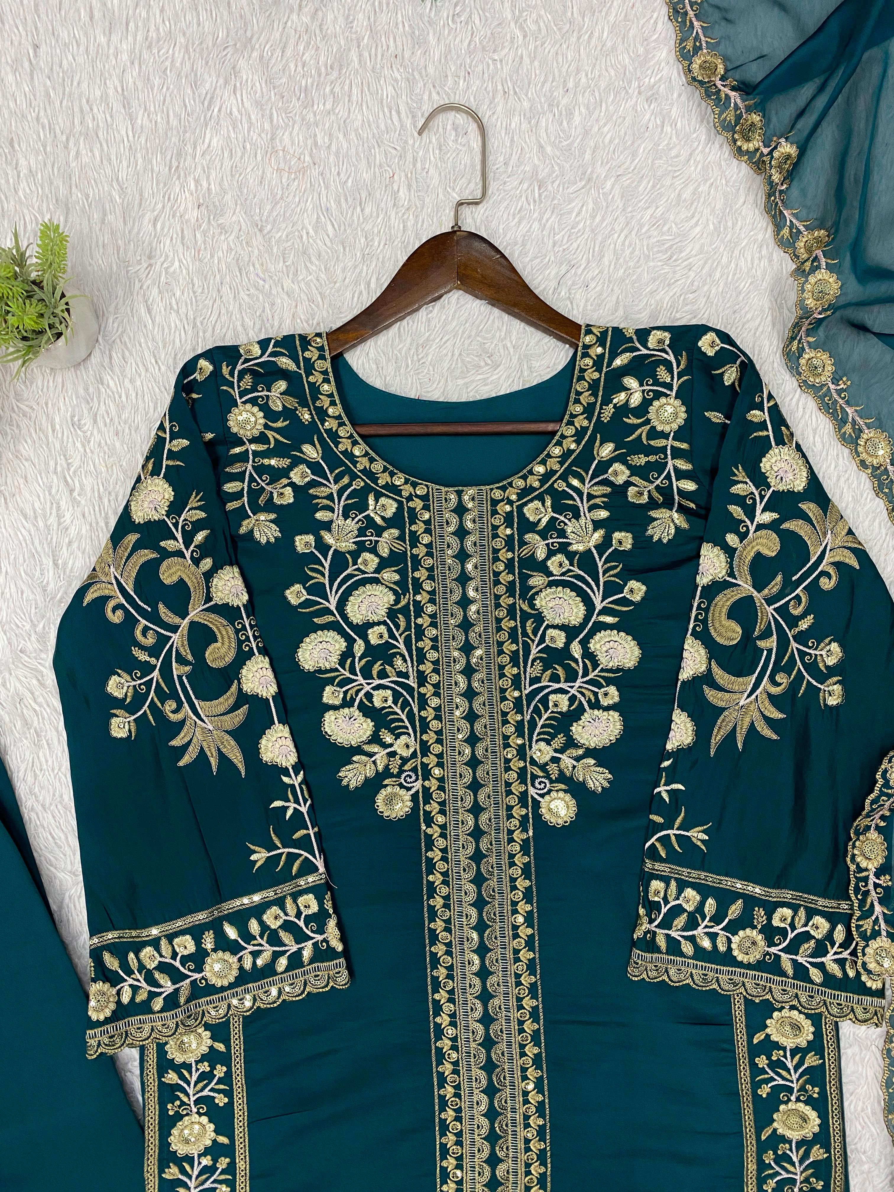 LG 2122 SILK DESIGNER WORKED TOP PLAZZO WITH DUPATTA SET