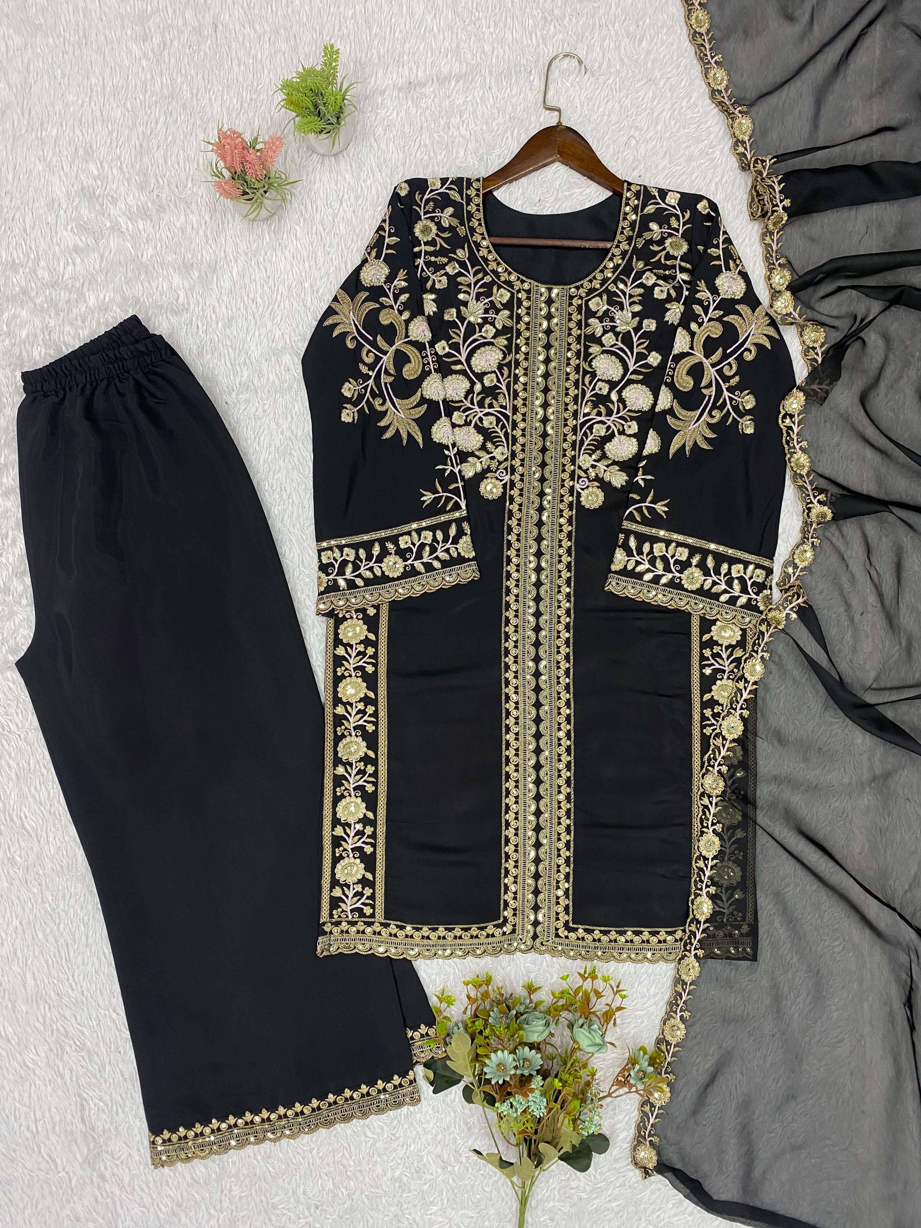 LG 2122 SILK DESIGNER WORKED TOP PLAZZO WITH DUPATTA SET