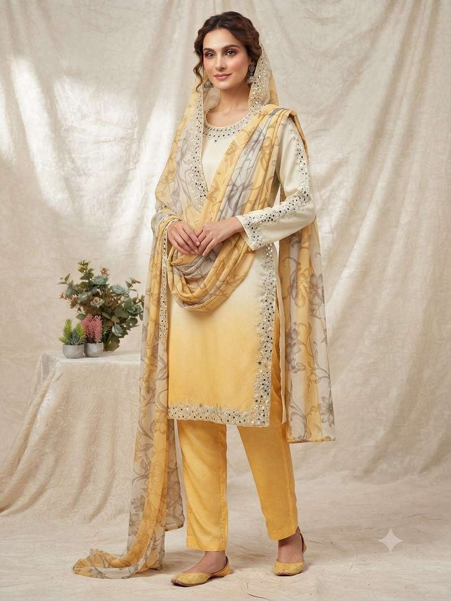 LG 2125 SILK BEAUTIFUL EMBROIDERED TOP PANT WITH DUPATTA SET