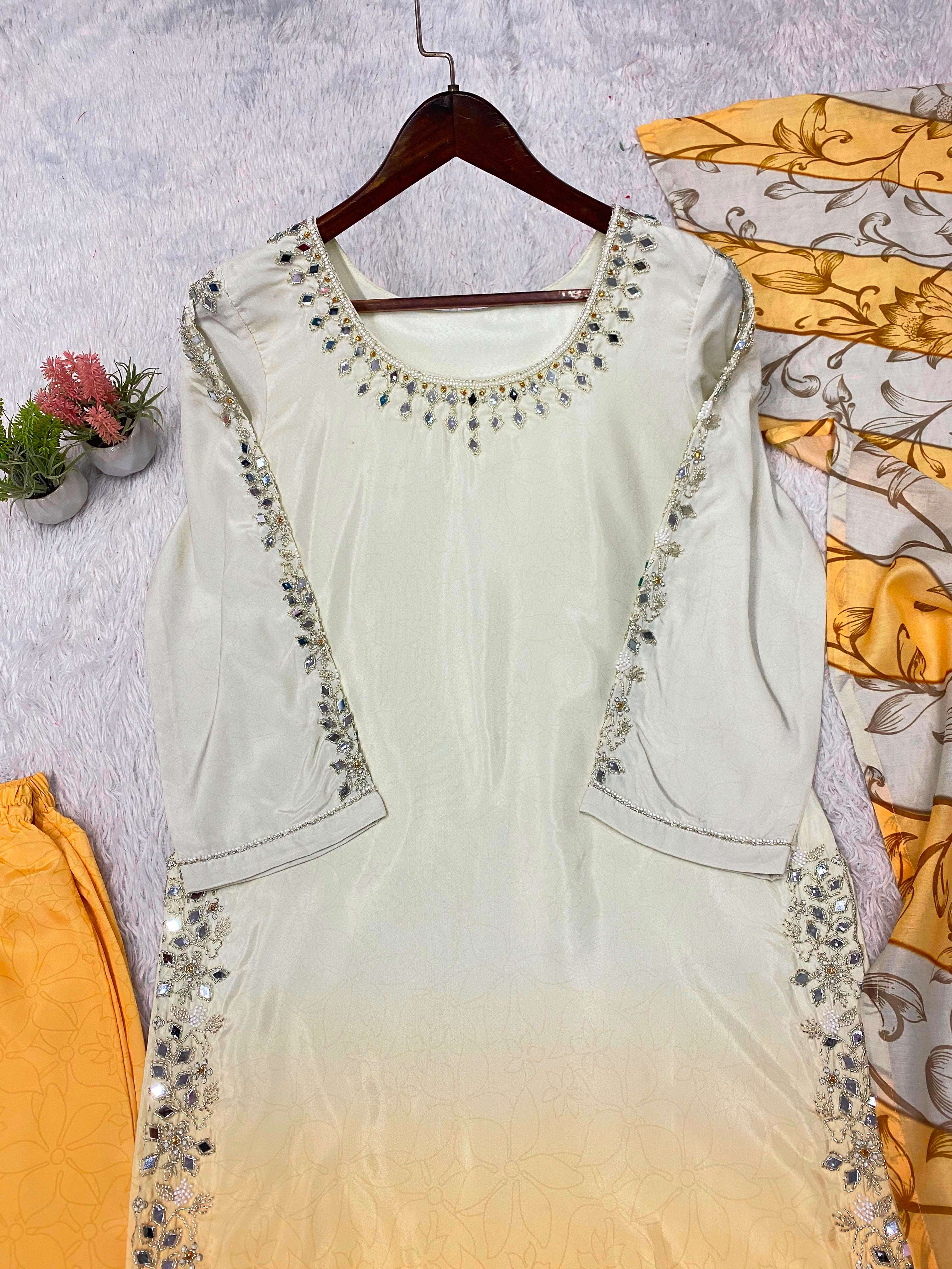 LG 2125 SILK BEAUTIFUL EMBROIDERED TOP PANT WITH DUPATTA SET