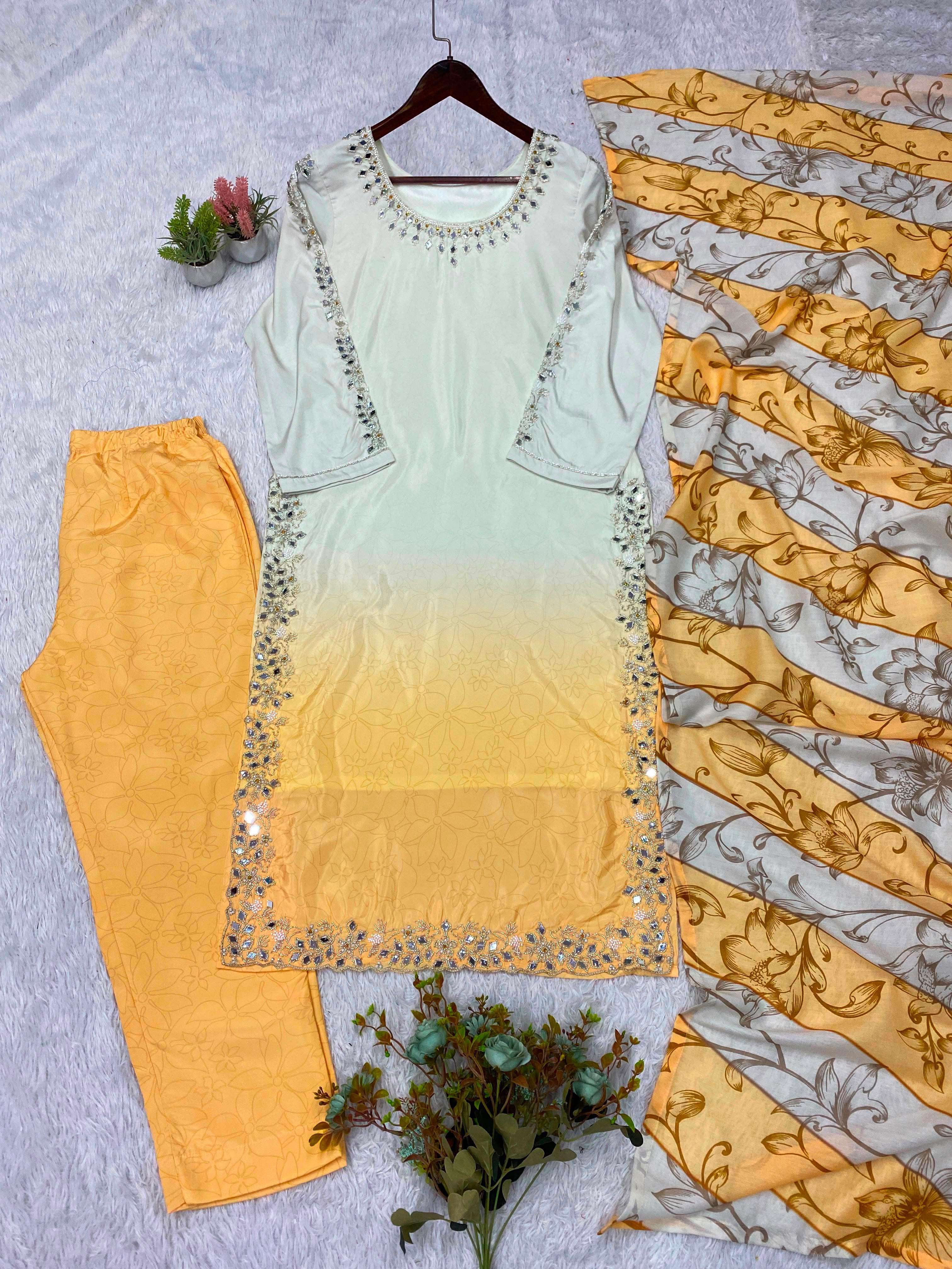 LG 2125 SILK BEAUTIFUL EMBROIDERED TOP PANT WITH DUPATTA SET