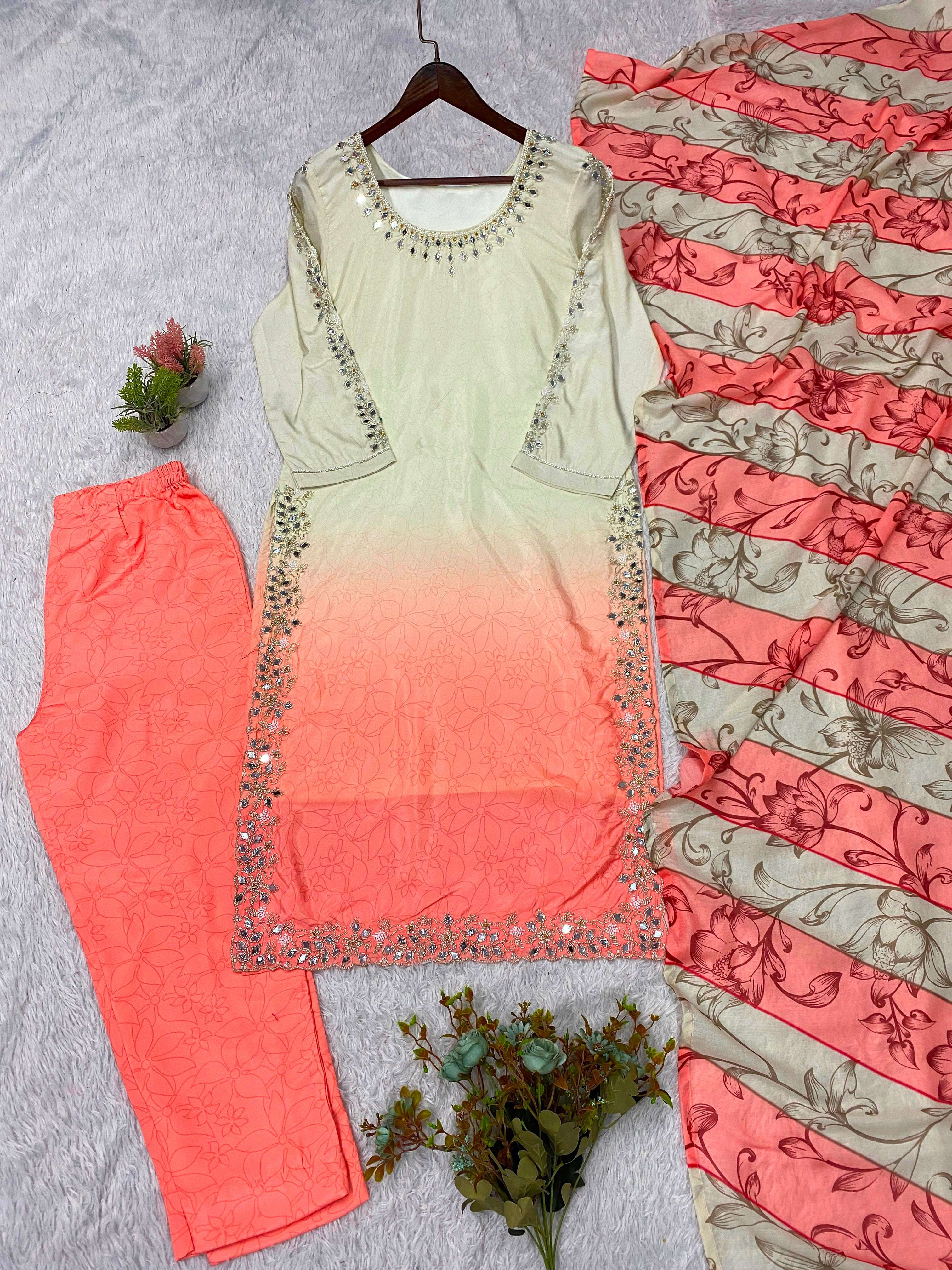 LG 2125 SILK BEAUTIFUL EMBROIDERED TOP PANT WITH DUPATTA SET