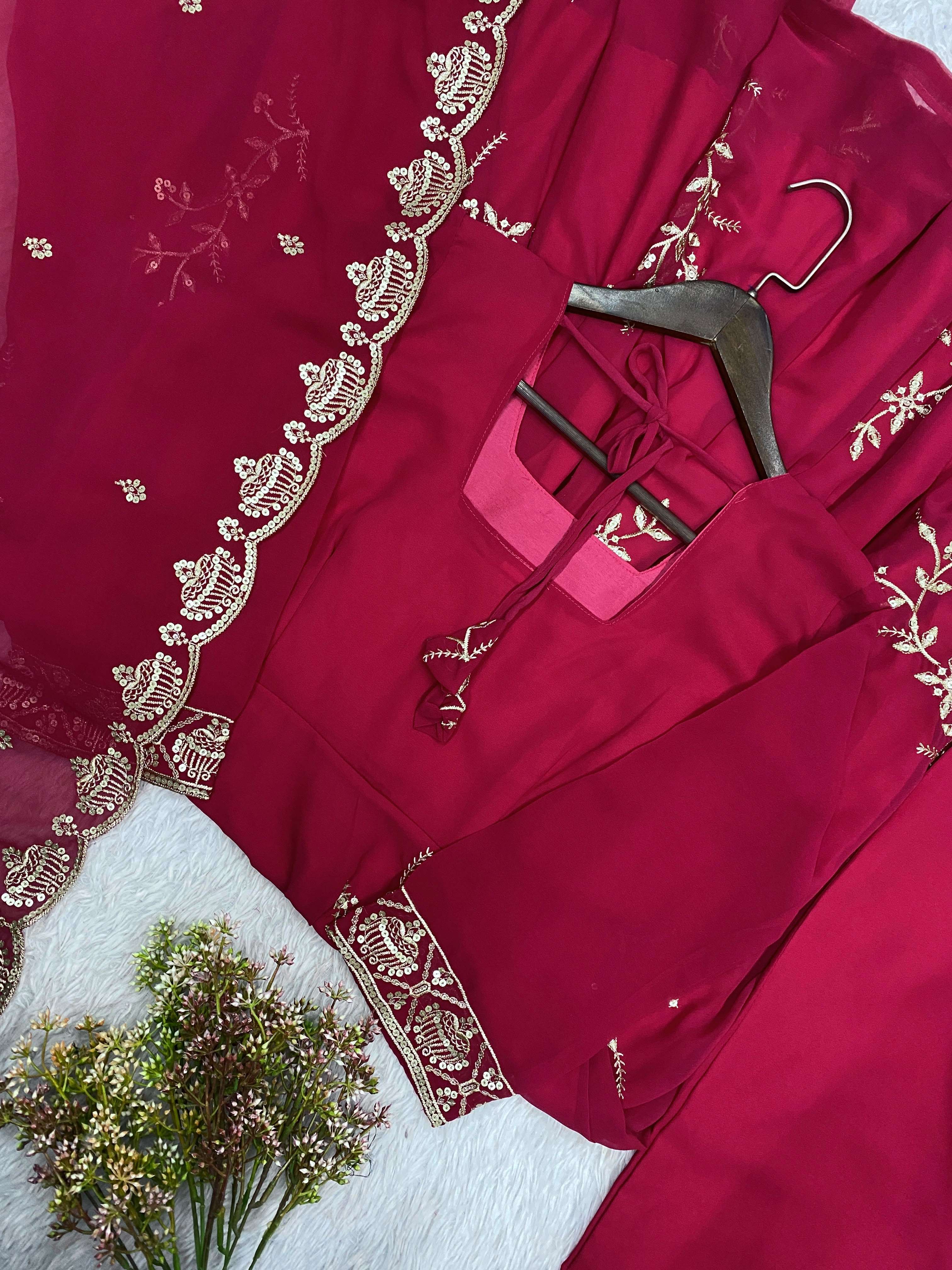 LM 12 FOX GEORGETTE DESIGNER WORK PARTY WEAR GOWN PANT WITH DUPATTA SET 