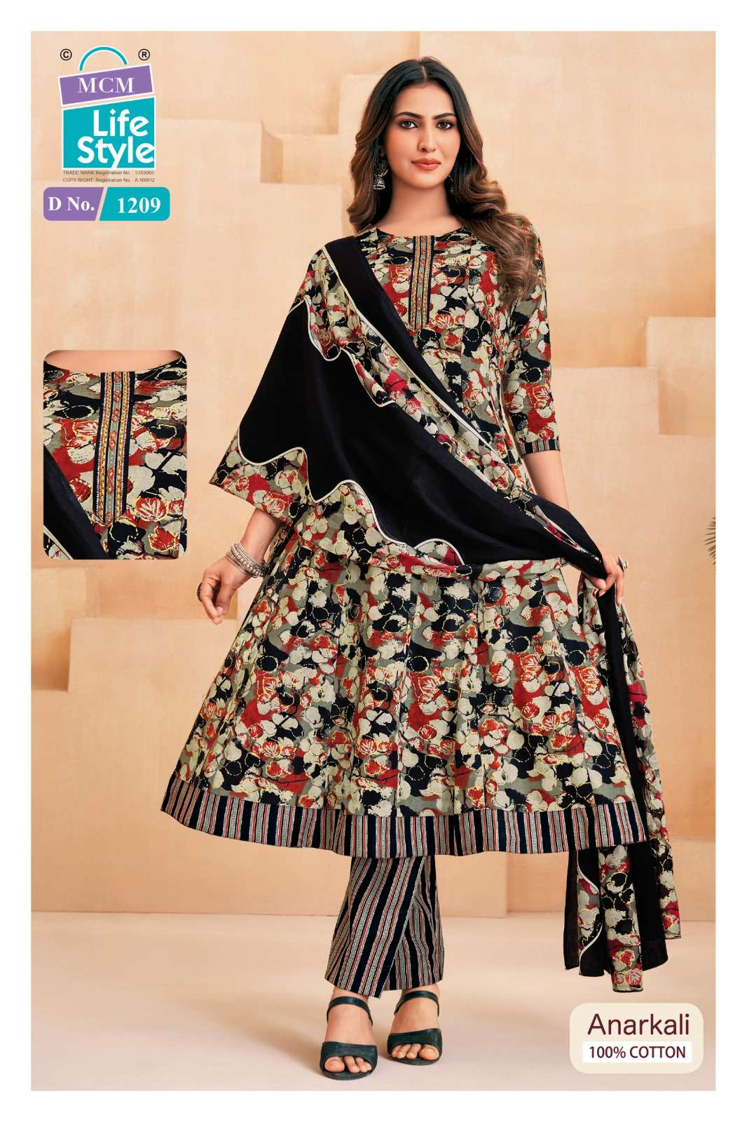 MCM LIFESTYLE ANARKALI VOL 12 COTTON PRINTED LADIES ANARKALI STYLE GOWN PANT WITH DUPATTA SET 