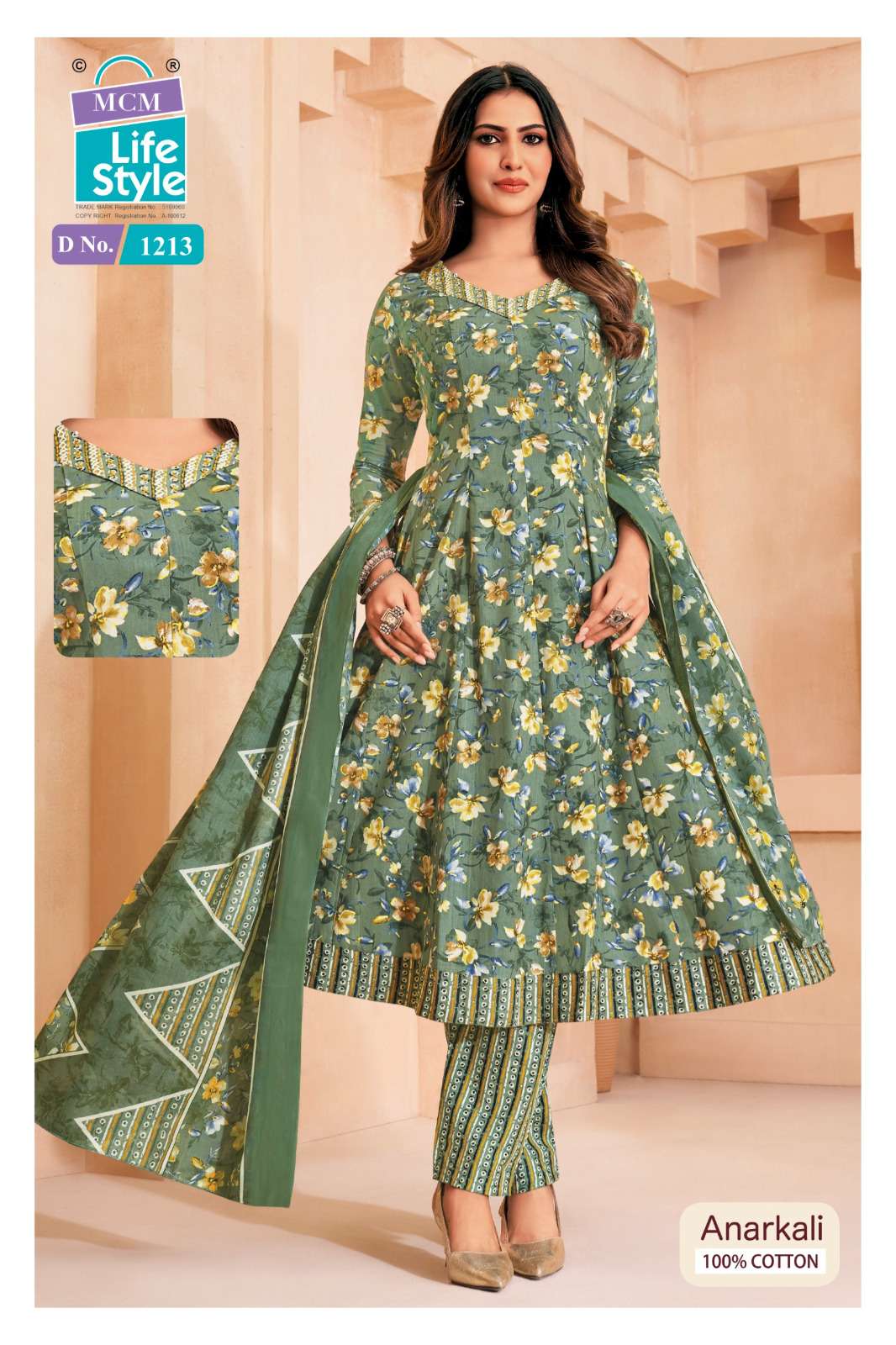 MCM LIFESTYLE ANARKALI VOL 12 COTTON PRINTED LADIES ANARKALI STYLE GOWN PANT WITH DUPATTA SET 