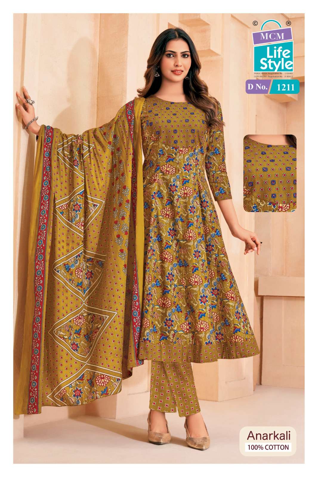 MCM LIFESTYLE ANARKALI VOL 12 COTTON PRINTED LADIES ANARKALI STYLE GOWN PANT WITH DUPATTA SET 