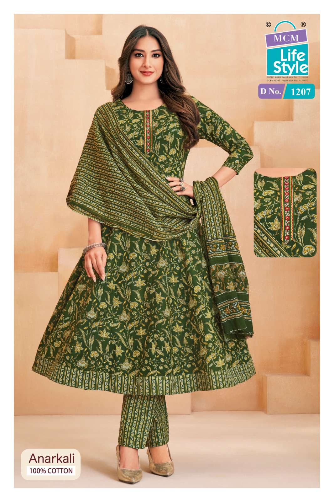 MCM LIFESTYLE ANARKALI VOL 12 COTTON PRINTED LADIES ANARKALI STYLE GOWN PANT WITH DUPATTA SET 