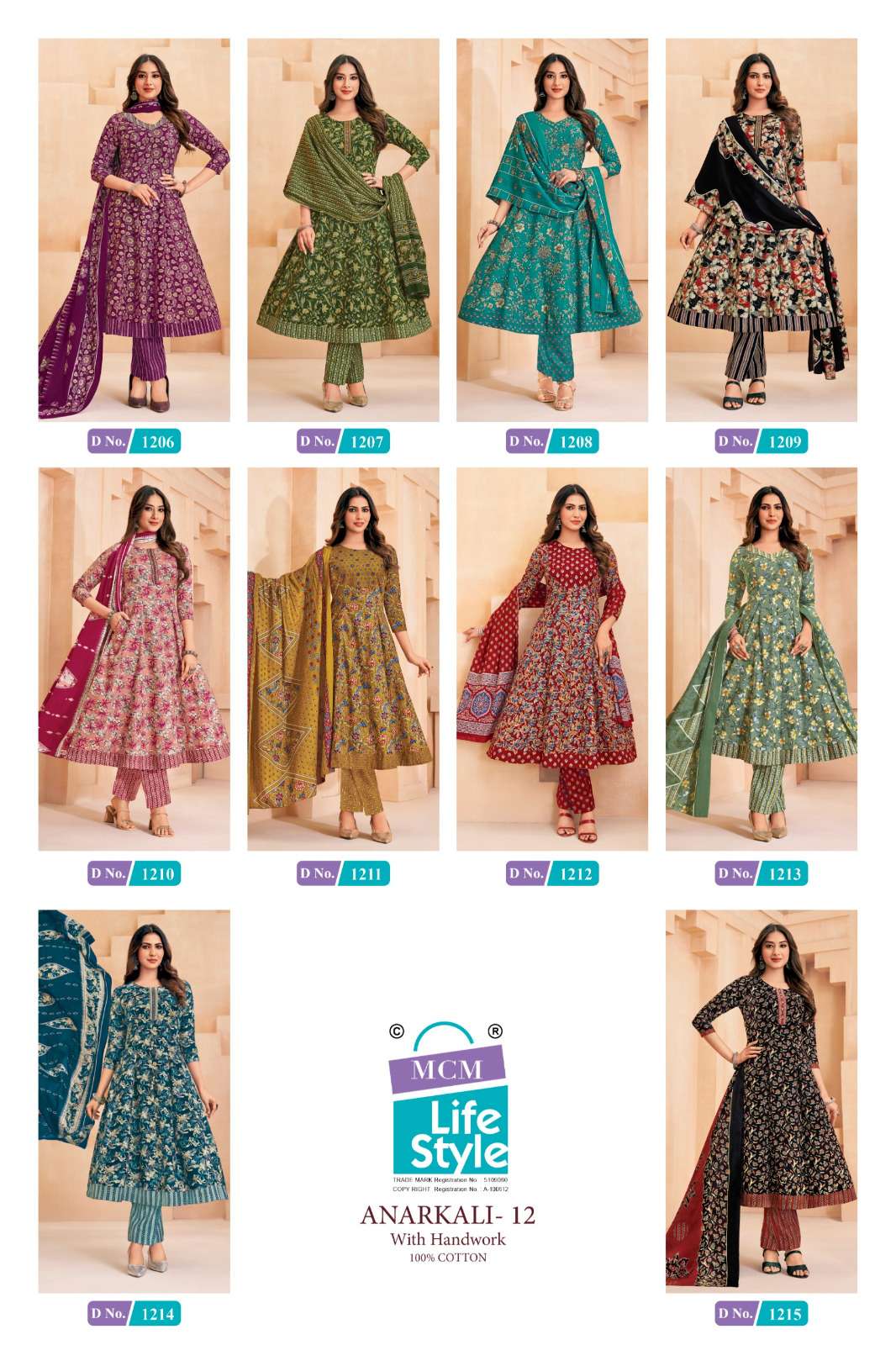 MCM LIFESTYLE ANARKALI VOL 12 COTTON PRINTED LADIES ANARKALI STYLE GOWN PANT WITH DUPATTA SET 
