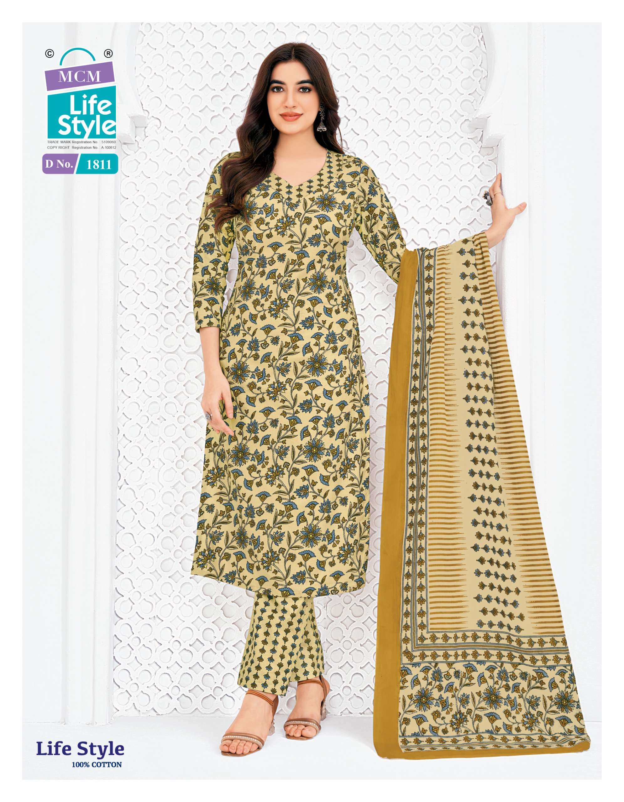 MCM LIFESTYLE VOL 18 COTTON PRINT KURTI WITH PANT AND DUPPATTA SET