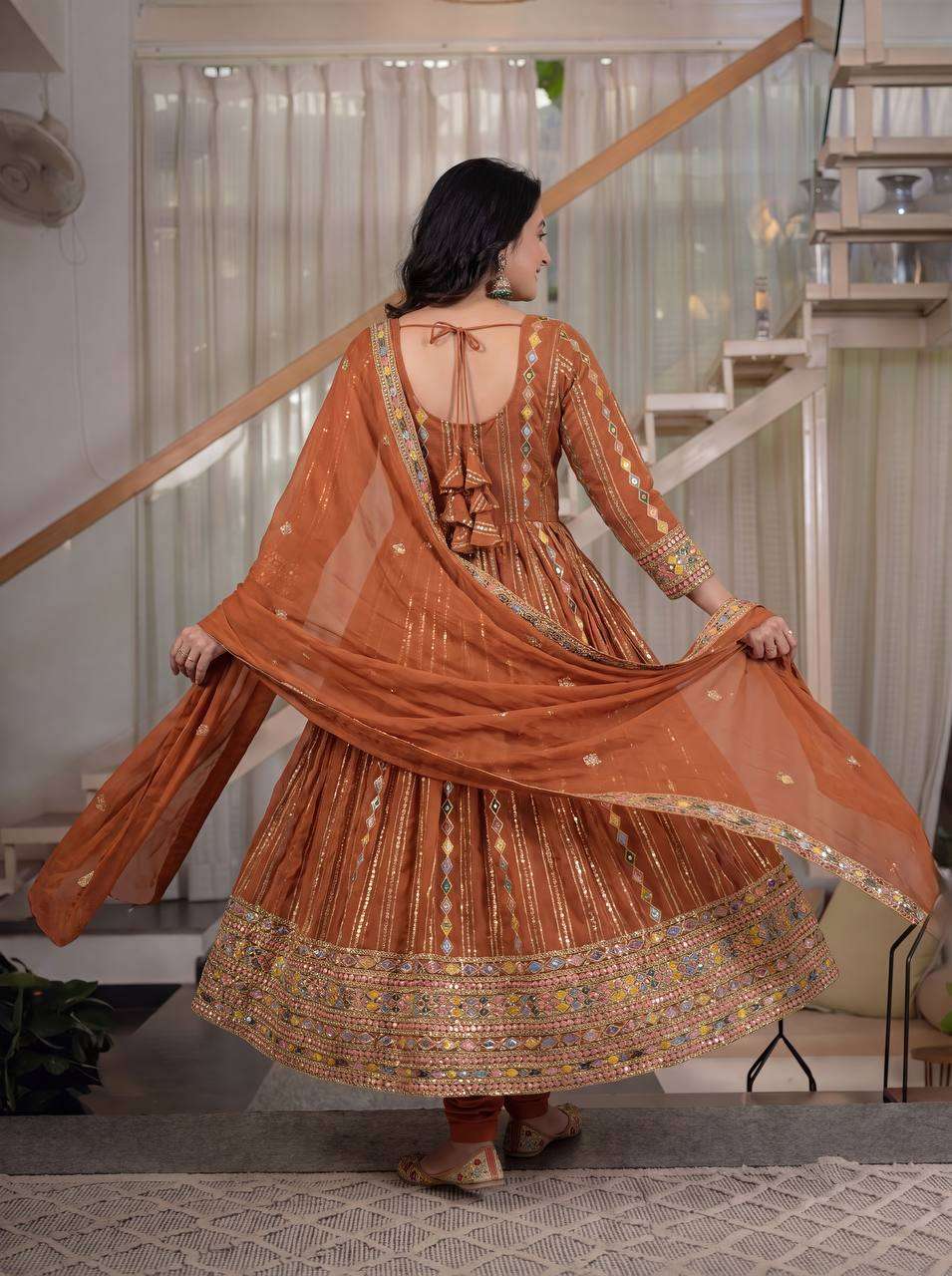 MD 3100 GEORGETTE SEQUENCE DESIGNER WORK PARTY WEAR ANARKALI GOWN STYLE SUIT