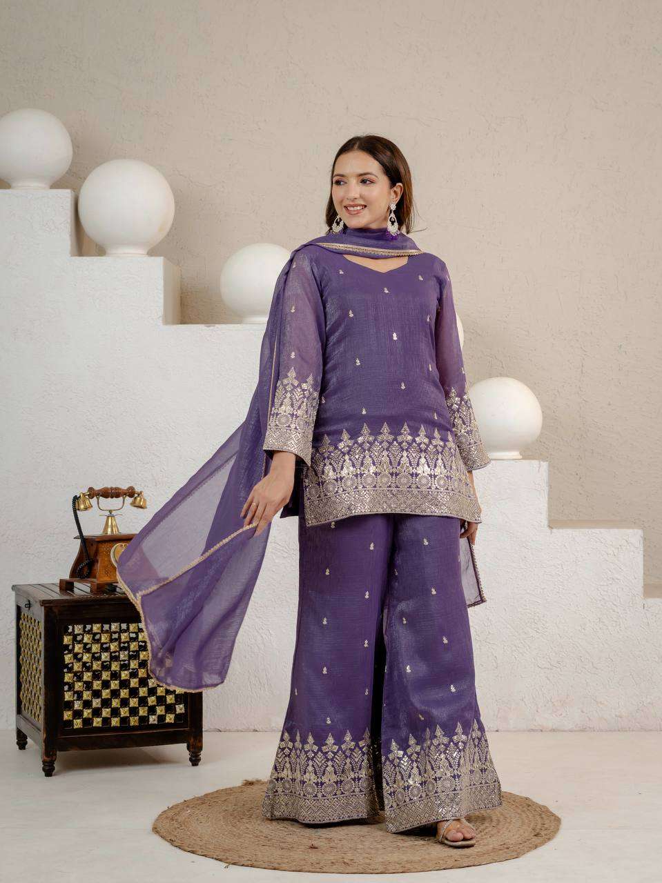 MD 3103 SILK SEQUENCE EMBROIDERY DESIGNER WORK PARTY WEAR LADIES SUIT