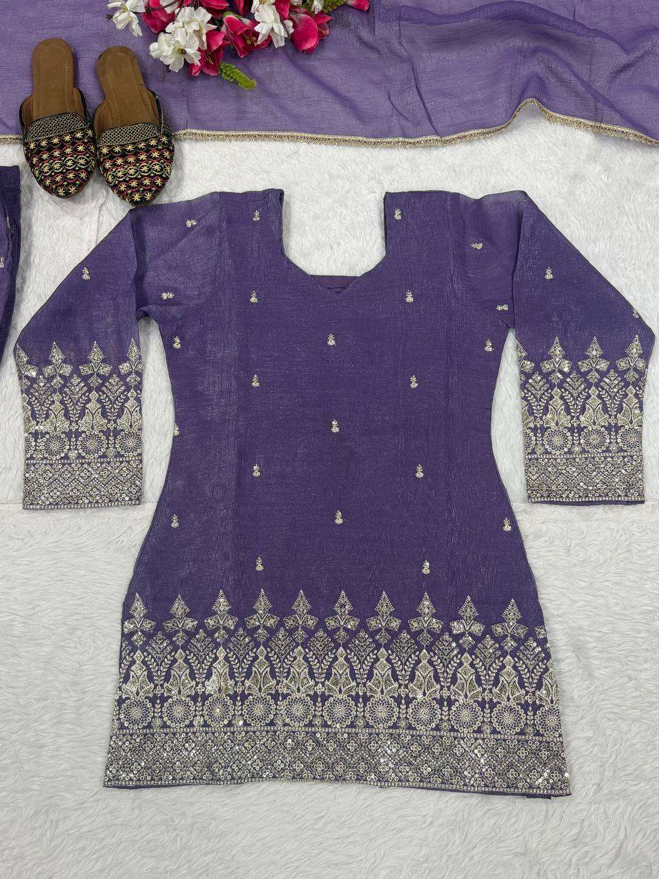 MD 3103 SILK SEQUENCE EMBROIDERY DESIGNER WORK PARTY WEAR LADIES SUIT