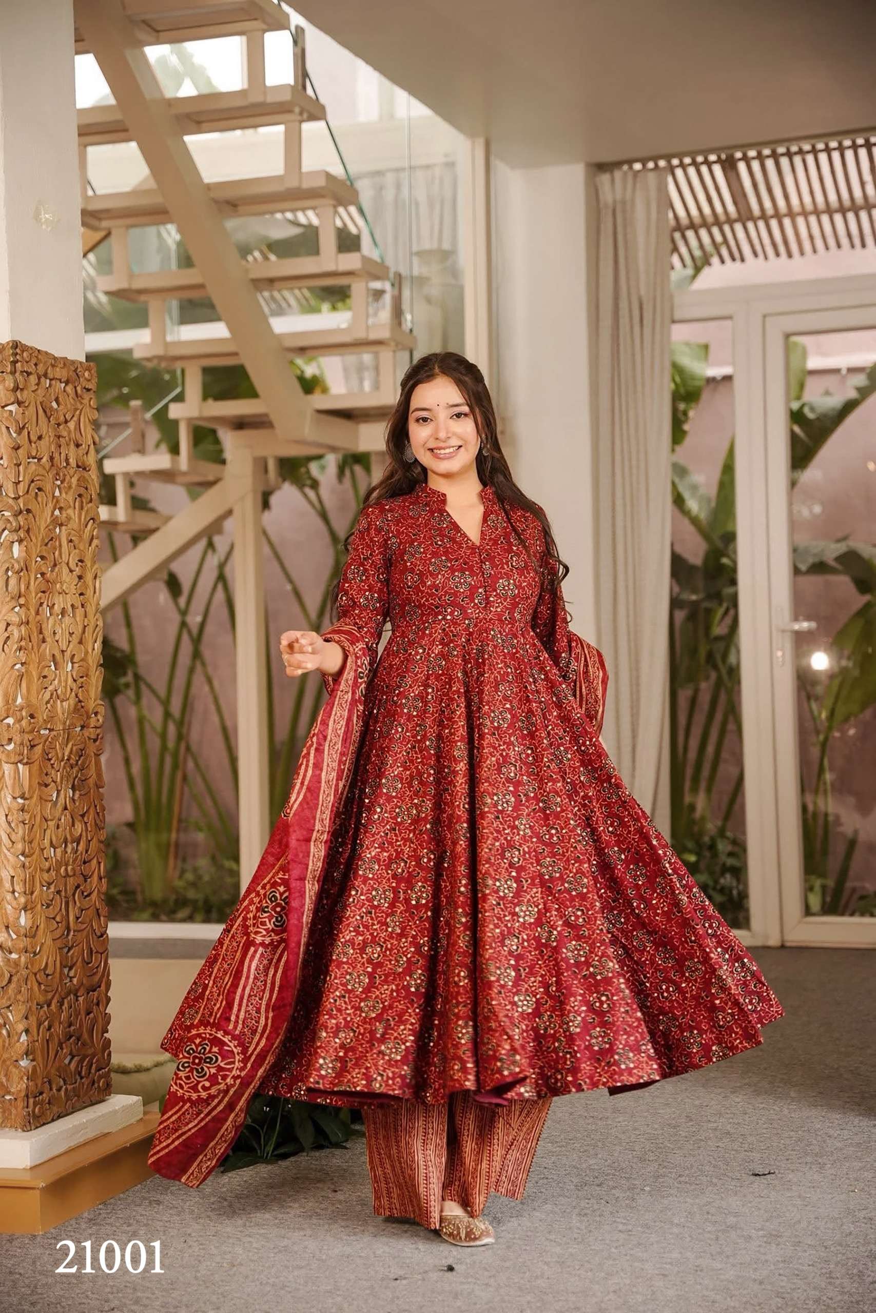 MF CLORA VOL 21 MUSLIN BEAUTIFUL PRINTED FANCY LOOK READY LADIES GOWN BOTTOM AND DUPATTA SET 